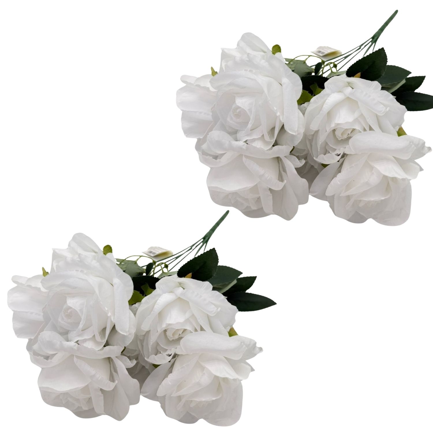 PACK DE 2 BOUQUETS DE 7 ROSAS BLANCAS ARTIFICIALES DE 44CM BG507113P/WT FLORIPASTORE - 1
