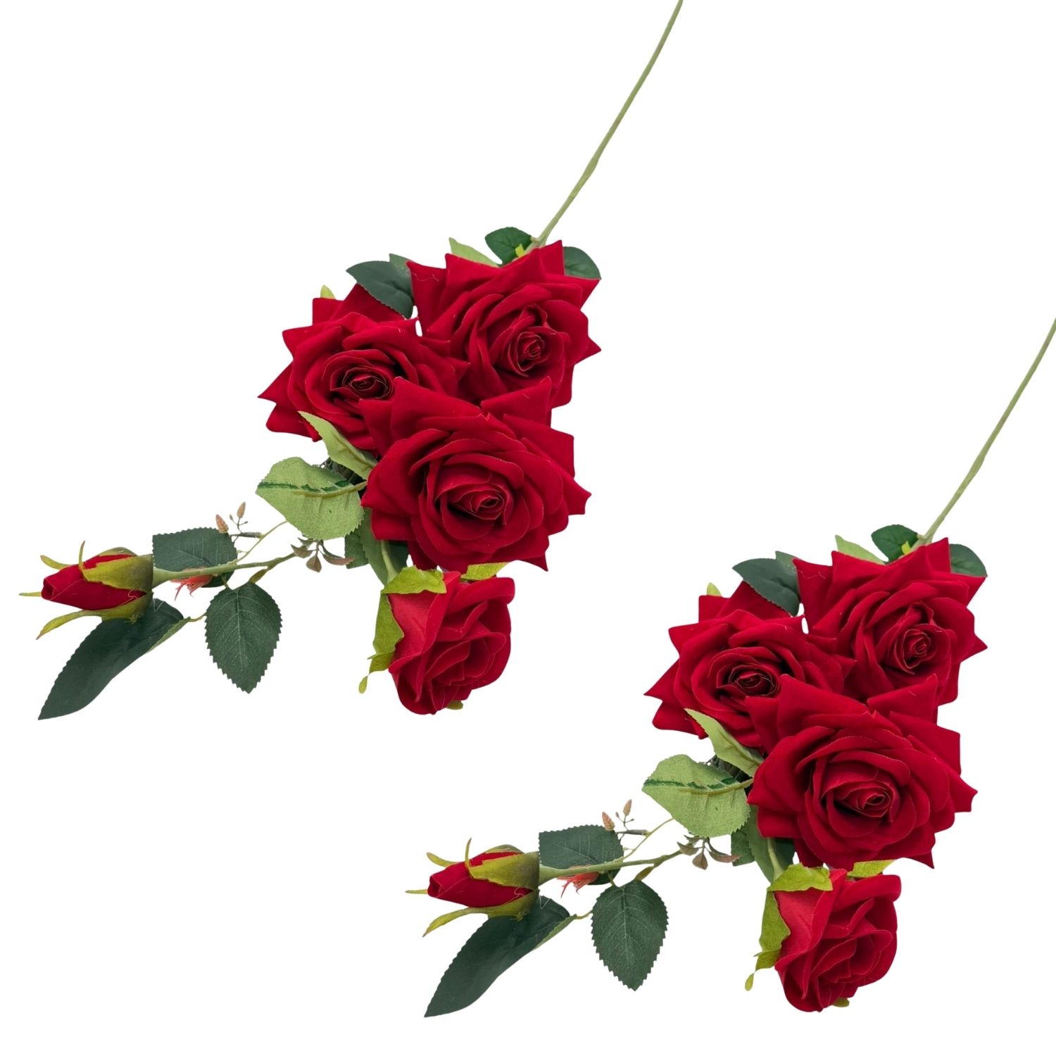 PACK DE 2 VARAS DE 5 ROSAS ROJAS ARTIFICIALES DE 88CM BG510375RD FLORIPASTORE - 1