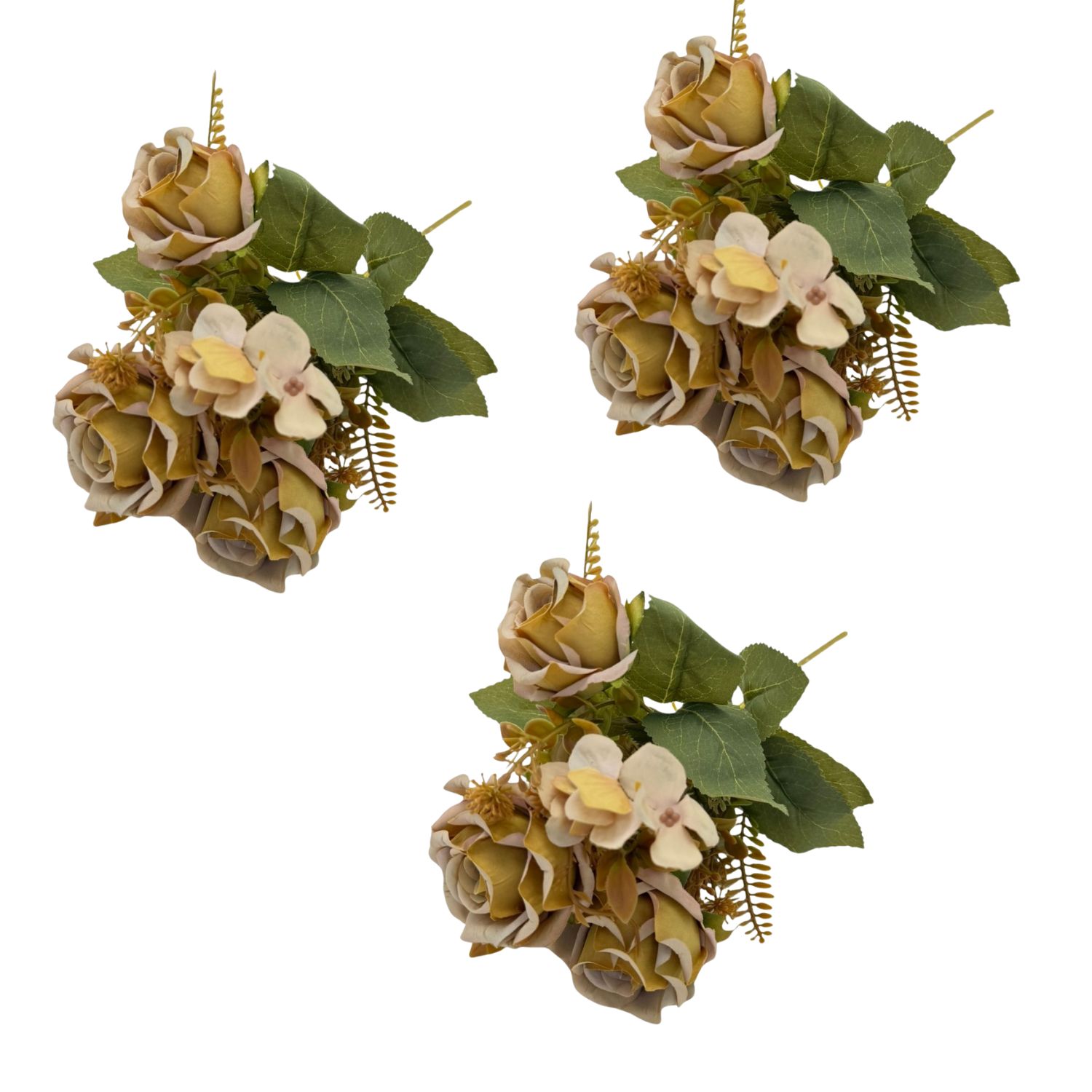 PACK DE 3 BOUQUETS DE 5 ROSAS ARTIFICIALES DE 35CM BG505383-AM FLORIPASTORE - 1