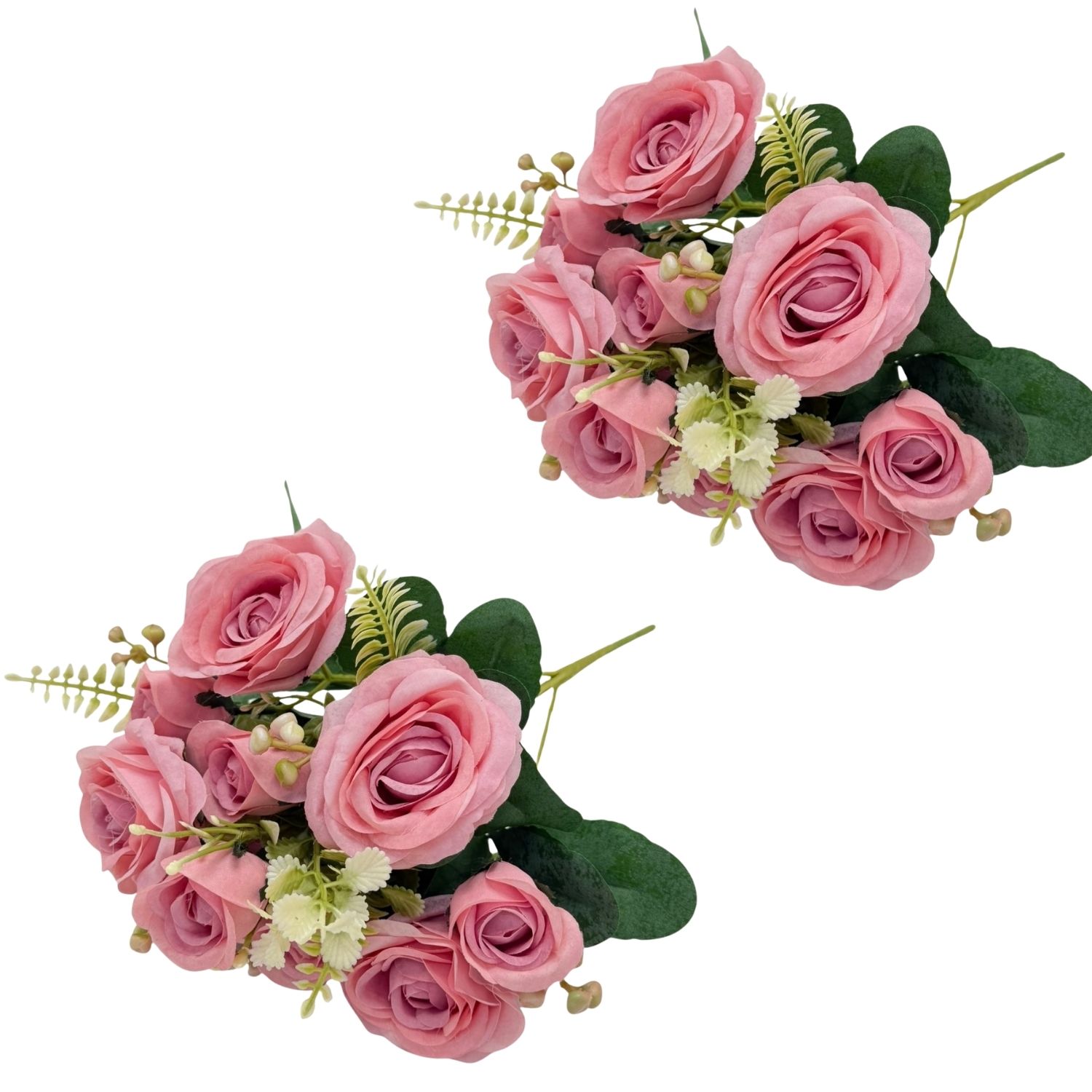 PACK DE 2 BOUQUETS DE 5 ROSAS ARTIFICIALES ABIERTAS DE 31CM INT-1522-10PK FLORIPASTORE - 1