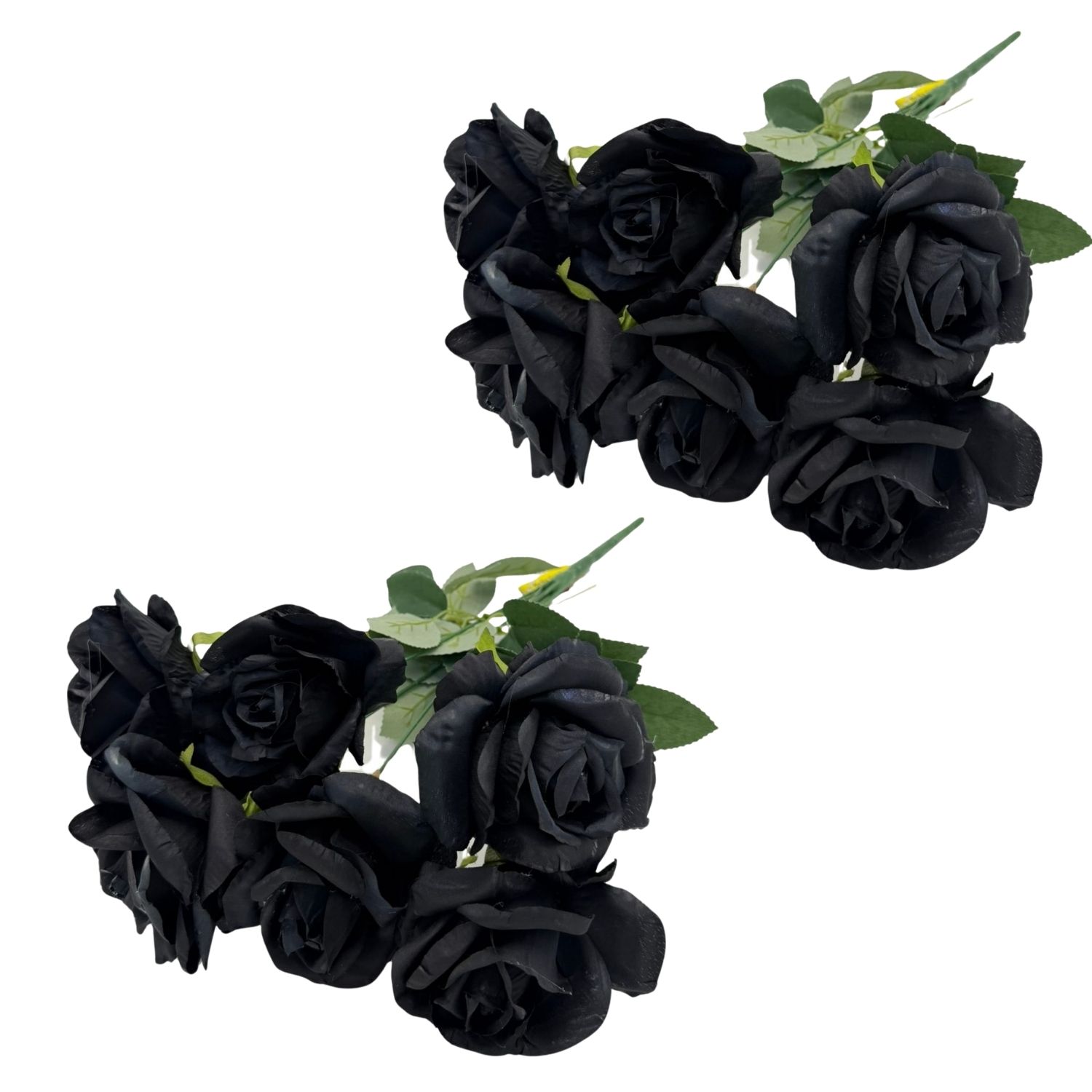PACK DE 2 BOUQUETS DE 7 ROSAS NEGRAS ARTIFICIALES DE 44CM BG507113BK FLORIPASTORE - 1