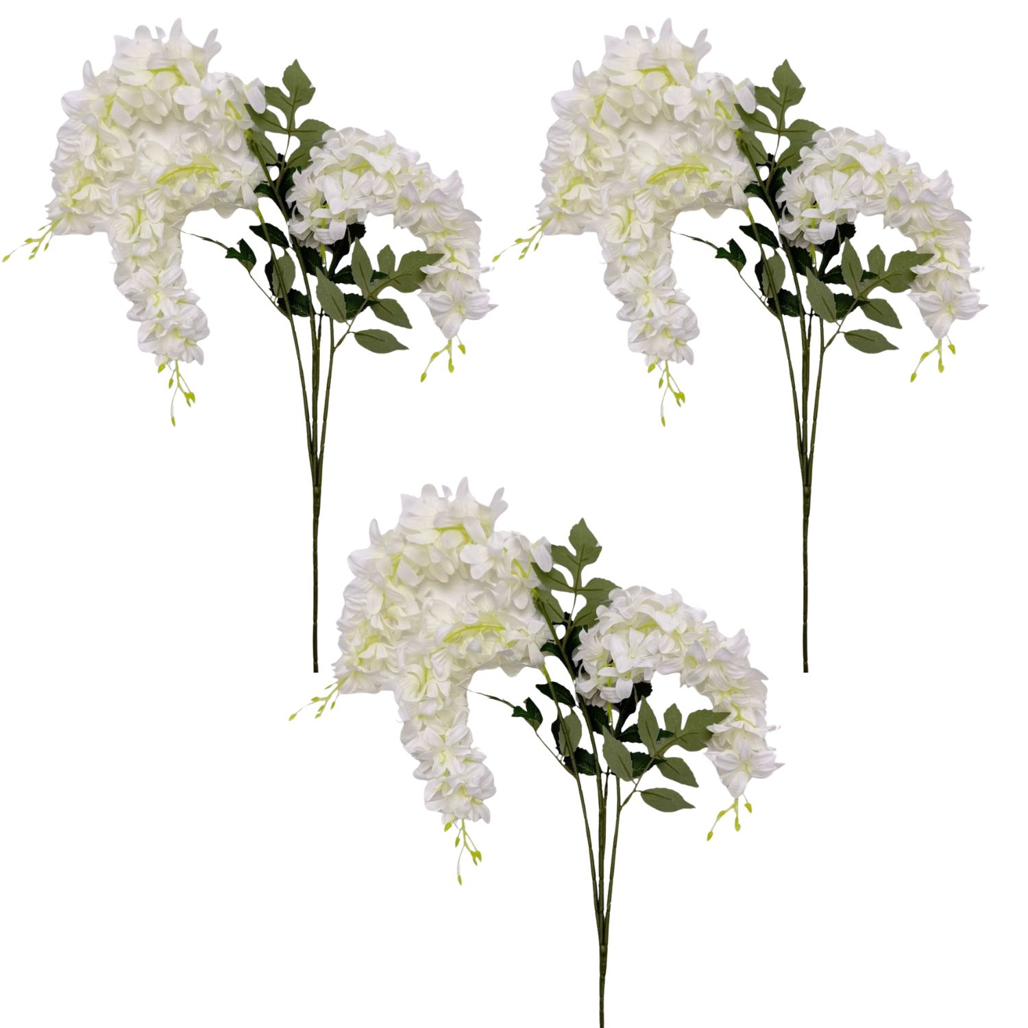 PACK DE 3 COLGANTES DE MINI FLORES BLANCAS ARTIFICIALES DE 90CM 7970-1BL FLORIPASTORE - 1