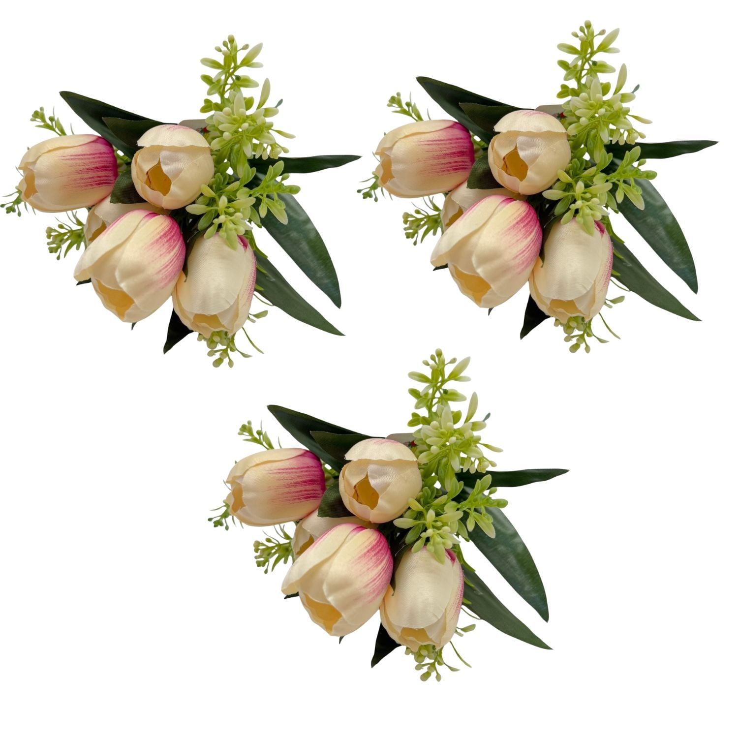 PACK DE 3 BOUQUETS ARTIFICIALES DE 5 TULIPANES DE 41CM BG305154-BE FLORESIPASTORE - 1