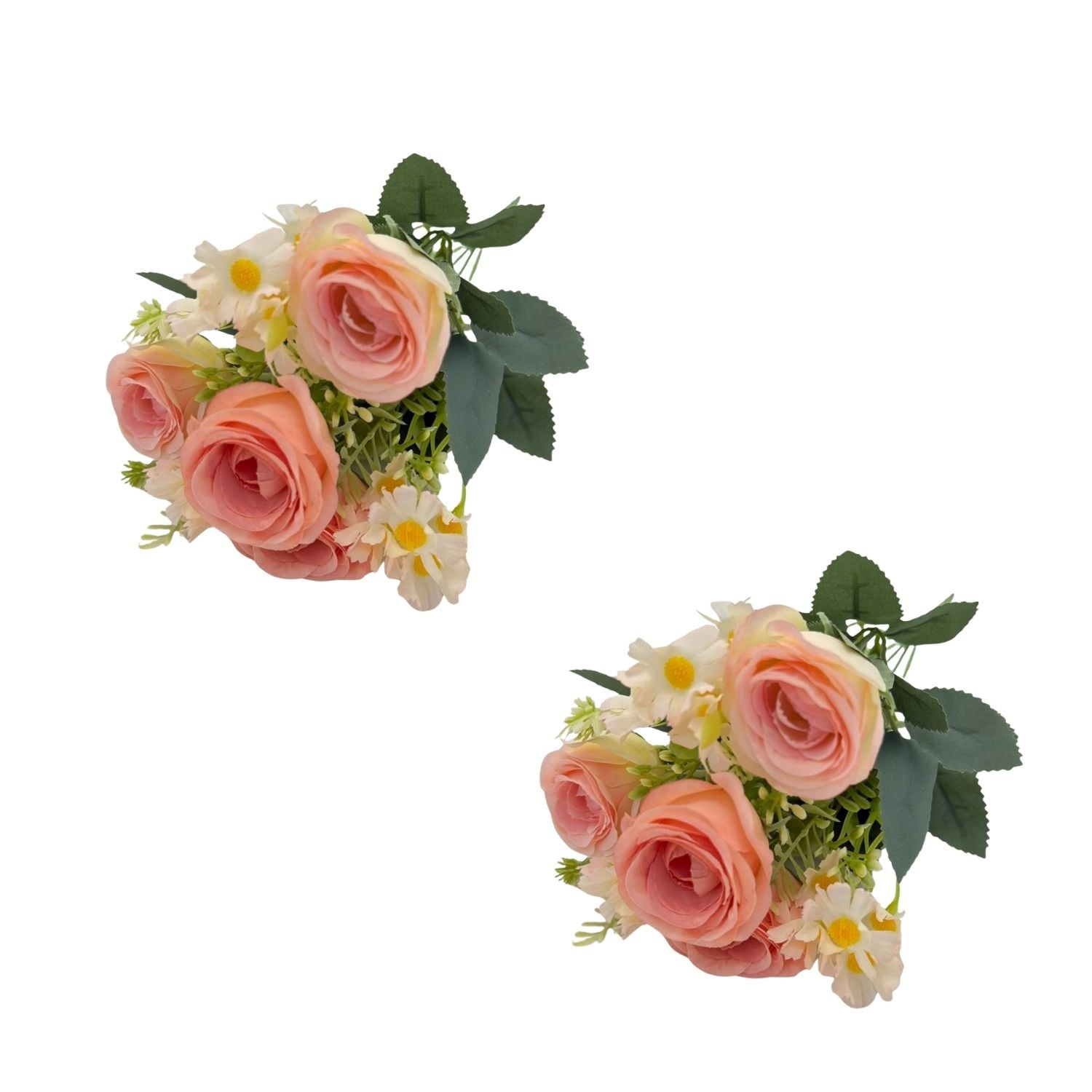 PACK DE 2 BOUQUETS ARTIFICIALES DE 7 ROSAS ROSADAS DE 30CM XS260007-5 FLORESIPASTORE - 1