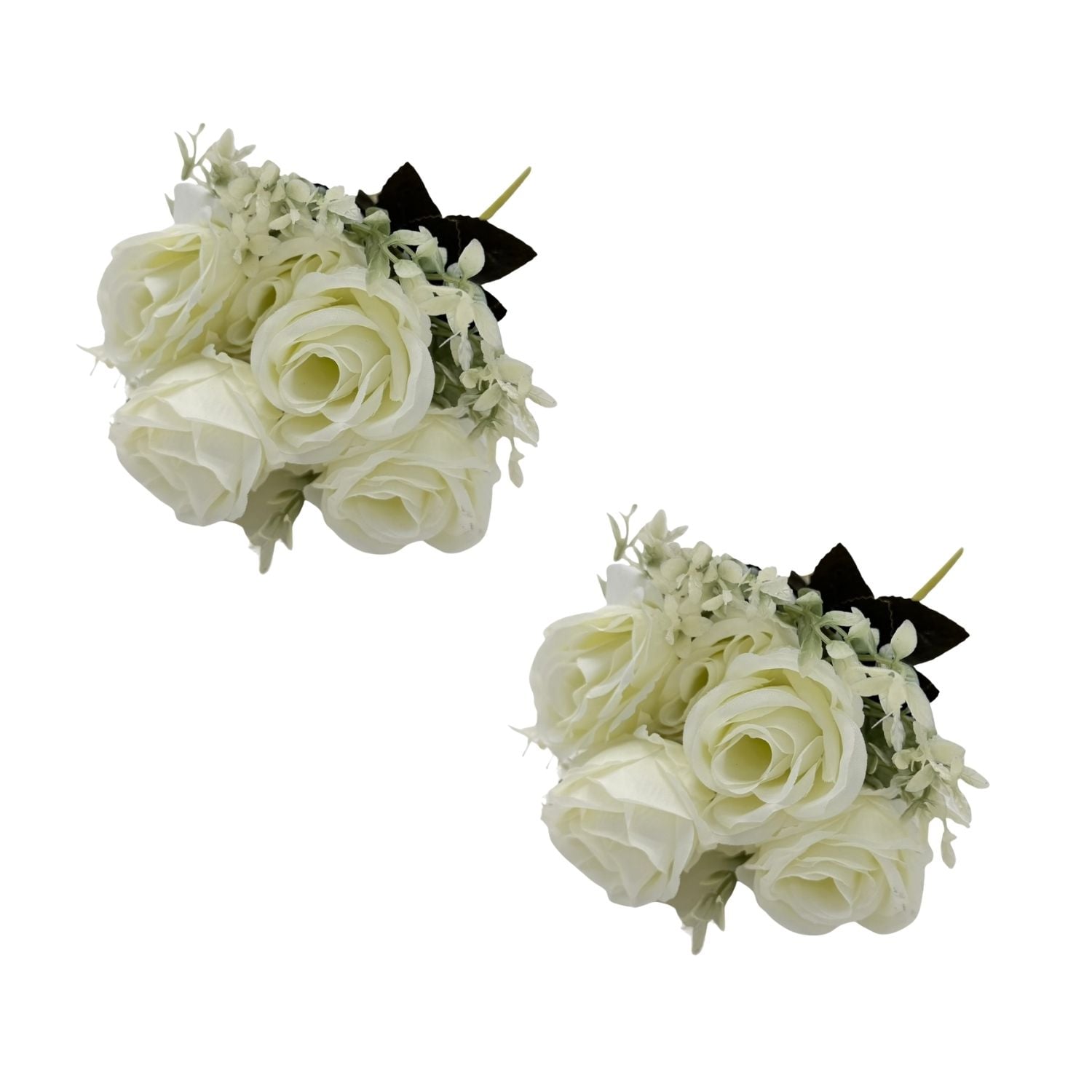 PACK DE 2 BOUQUETS ARTIFICIALES DE 7 ROSAS BLANCAS DE 32CM XS260010-6 FLORESIPASTORE - 1