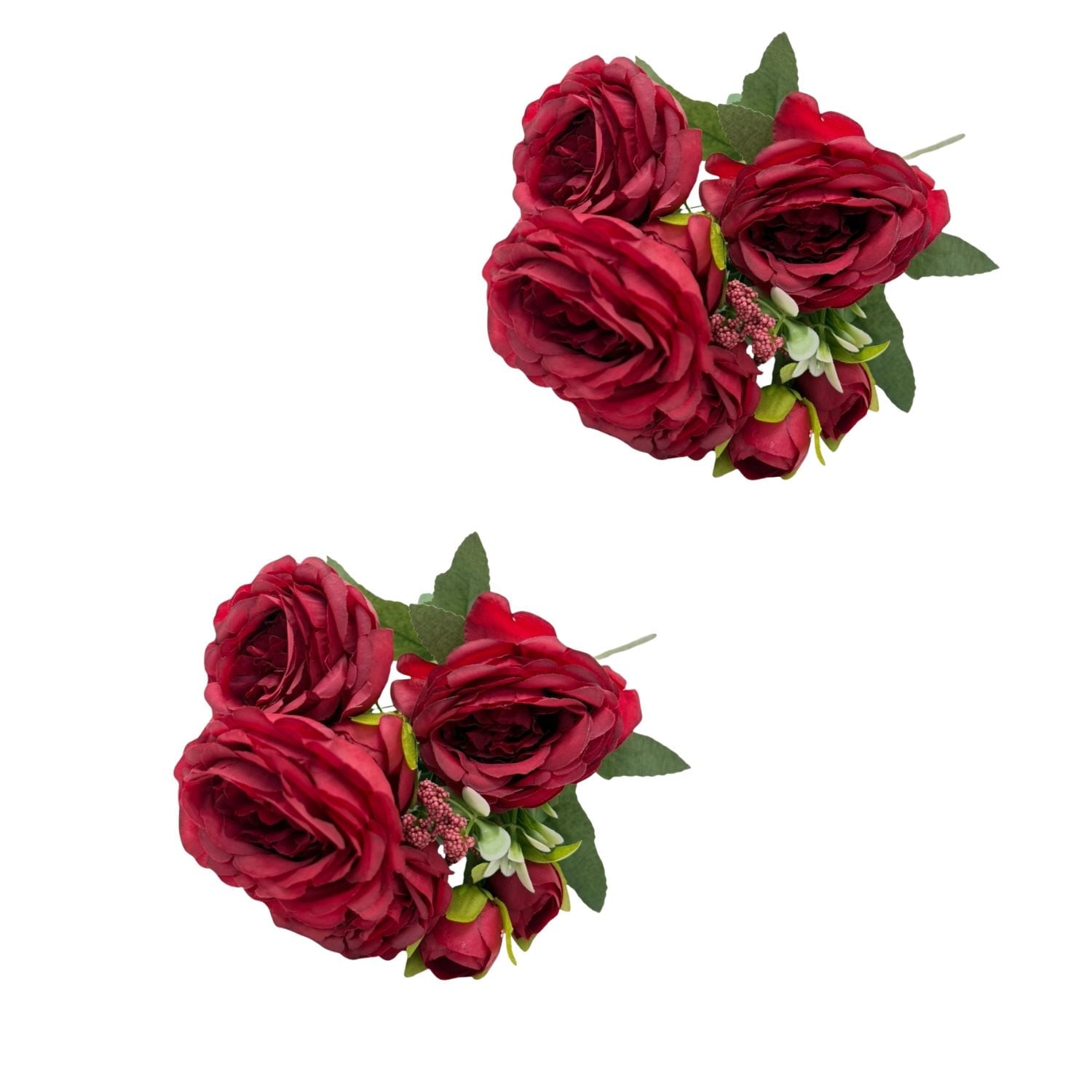 PACK DE 2 BOUQUETS ARTIFICIALES DE 5 ROSAS ROJAS DE 26CM XS260009-9 FLORESIPASTORE - 1