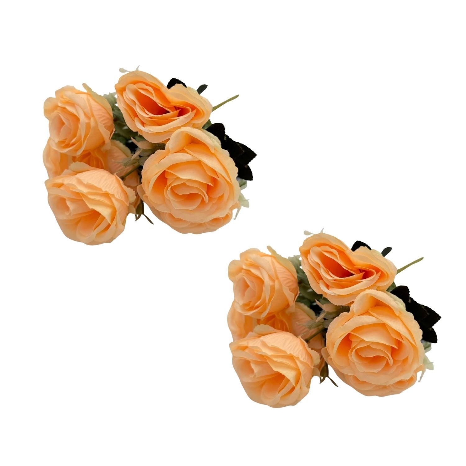 PACK DE 2 BOUQUETS ARTIFICIALES DE 7 ROSAS CHAMPAGNE DE 32CM XS260010-18 FLORESIPASTORE - 1