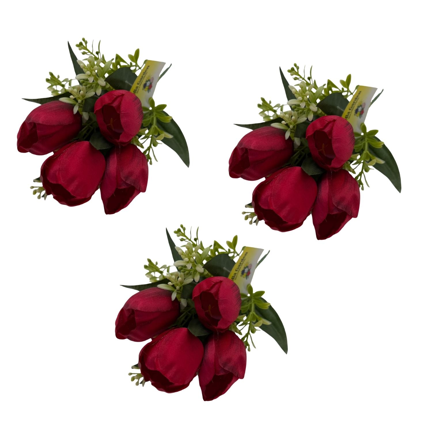 PACK DE 3 BOUQUETS ARTIFICIALES DE 5 TULIPANES DE 41CM BG305154-RJ FLORESIPASTORE - 1