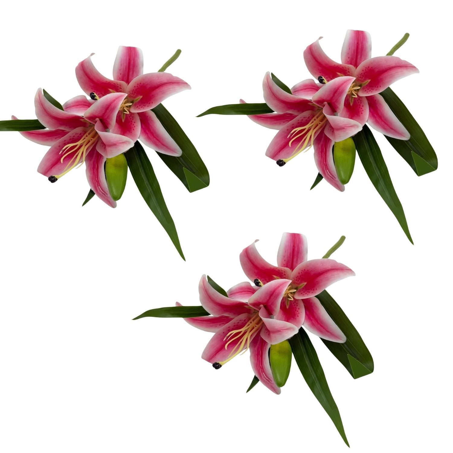 PACK DE 3 VARAS ARTIFICIALES DE 3 LÍRIOS ROSADOS DE 40CM 7239-ROS FLORESIPASTORE - 1