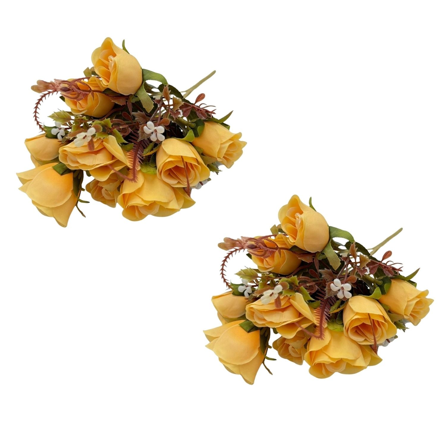 PACK DE 2 BOUQUETS ARTIFICIALES DE 5 ROSAS NARANJAS DE 28CM XS260011-2 FLORESIPASTORE - 1