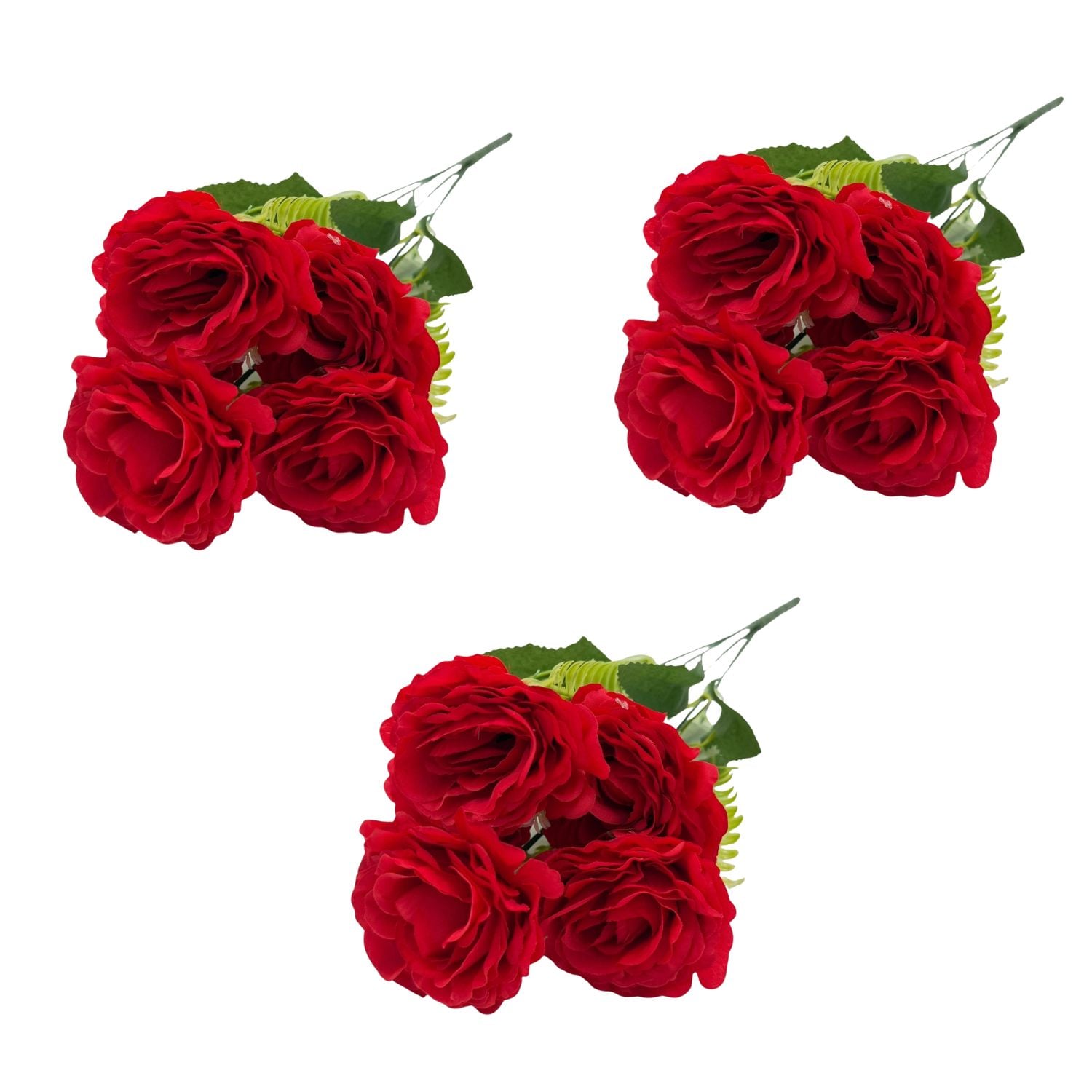 PACK DE 3 BOUQUETS ARTIFICIALES DE 5 ROSAS DE 38CM BG305117V-RJ FLORESIPASTORE - 1