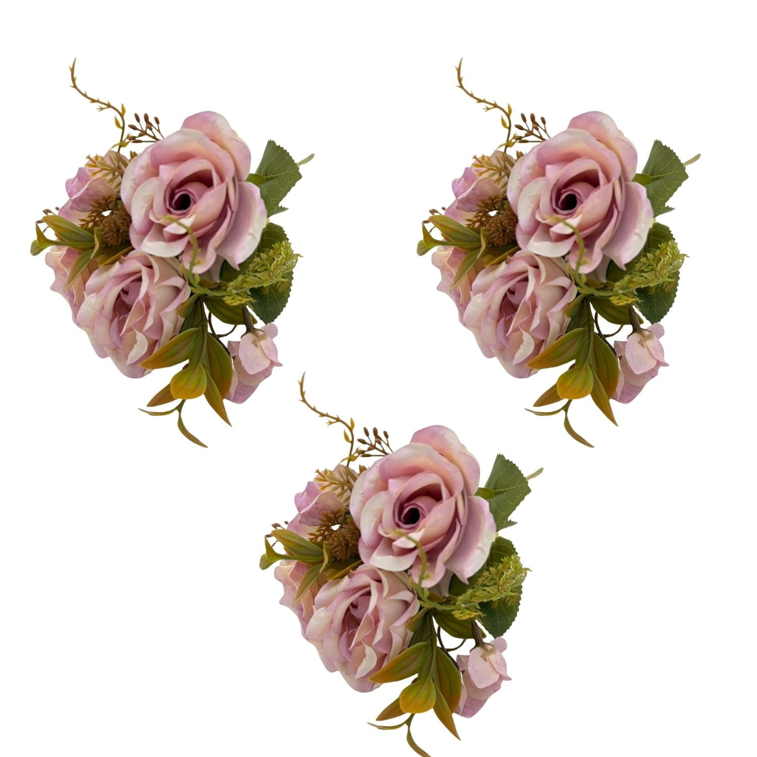 PACK DE 3 BOUQUETS ARTIFICIALES DE 5 ROSAS ROSADAS DE 30CM XS260012-2 FLORESIPASTORE - 1