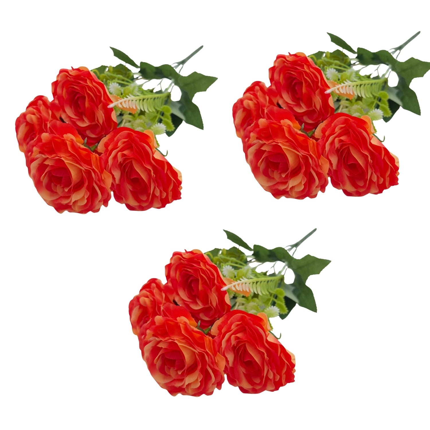 PACK DE 3 BOUQUETS ARTIFICIALES DE 5 ROSAS DE 38CM BG305117V-NAR FLORESIPASTORE - 1