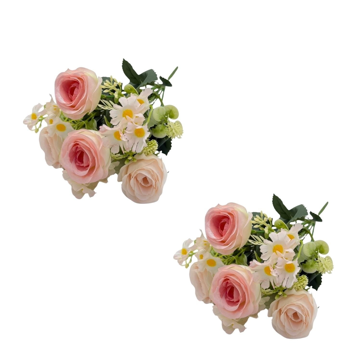 PACK DE 2 BOUQUETS ARTIFICIALES DE 7 ROSAS CHAMPAGNE DE 30CM XS260007-1 FLORESIPASTORE - 1