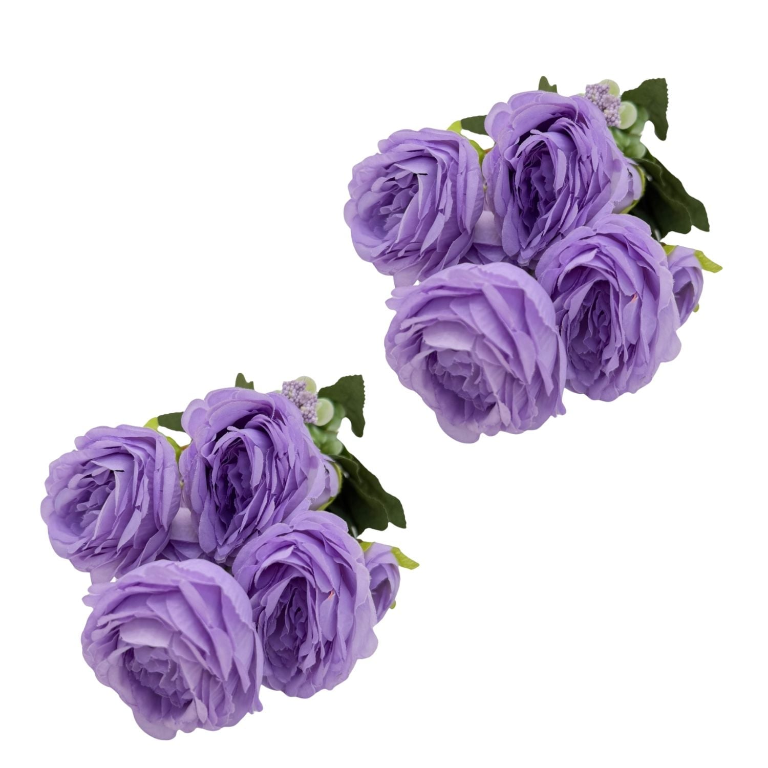 PACK DE 2 BOUQUETS ARTIFICIALES DE 5 ROSAS MORADAS DE 26CM XS260009-3 FLORESIPASTORE - 1
