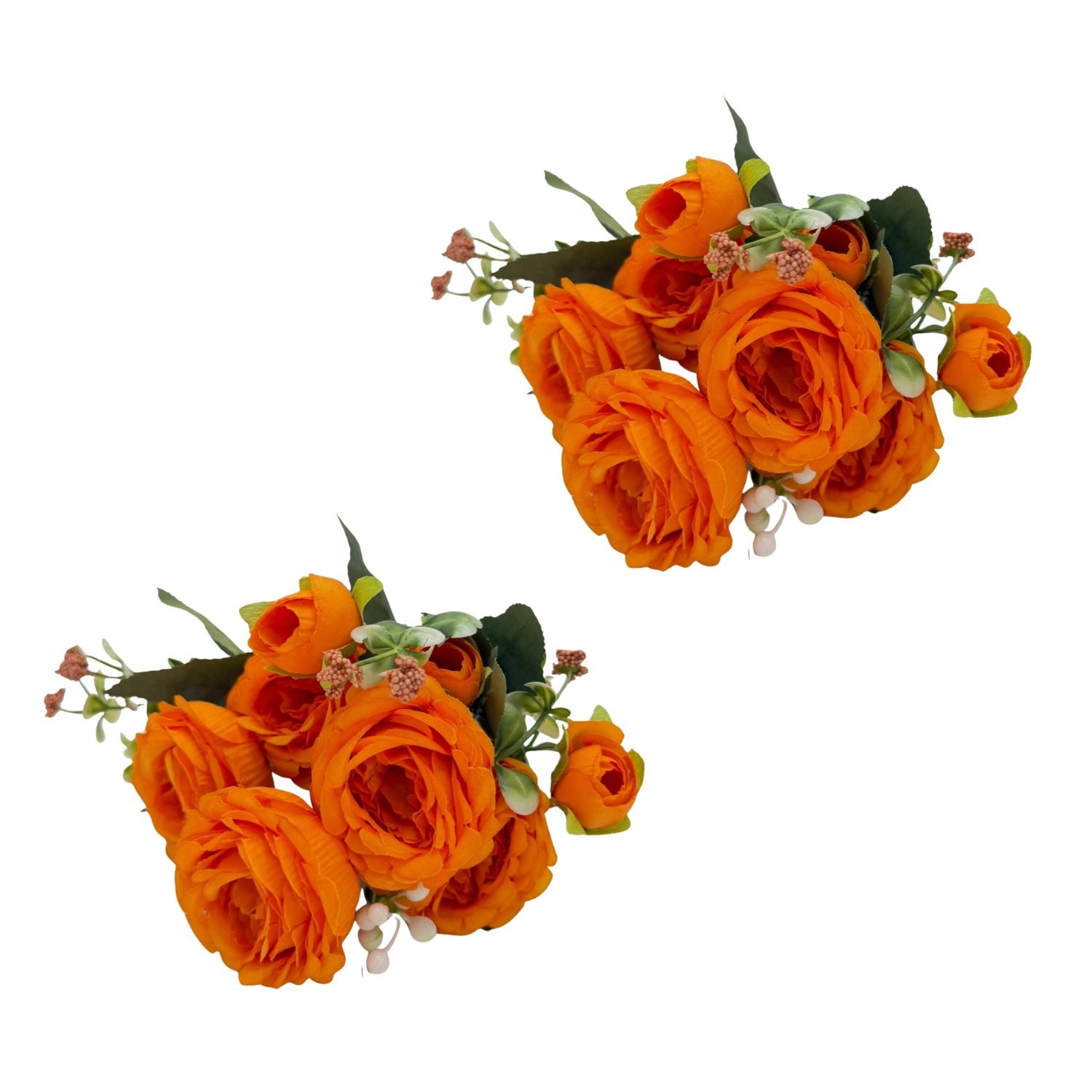 PACK DE 2 BOUQUETS ARTIFICIALES DE 5 ROSAS NARANJAS DE 26CM XS260009-1 FLORESIPASTORE - 1