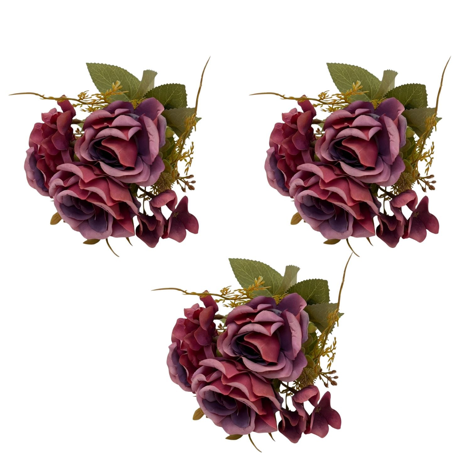 PACK DE 3 BOUQUETS ARTIFICIALES DE 5 ROSAS ROJAS XS260012-3 FLORESIPASTORE - 1