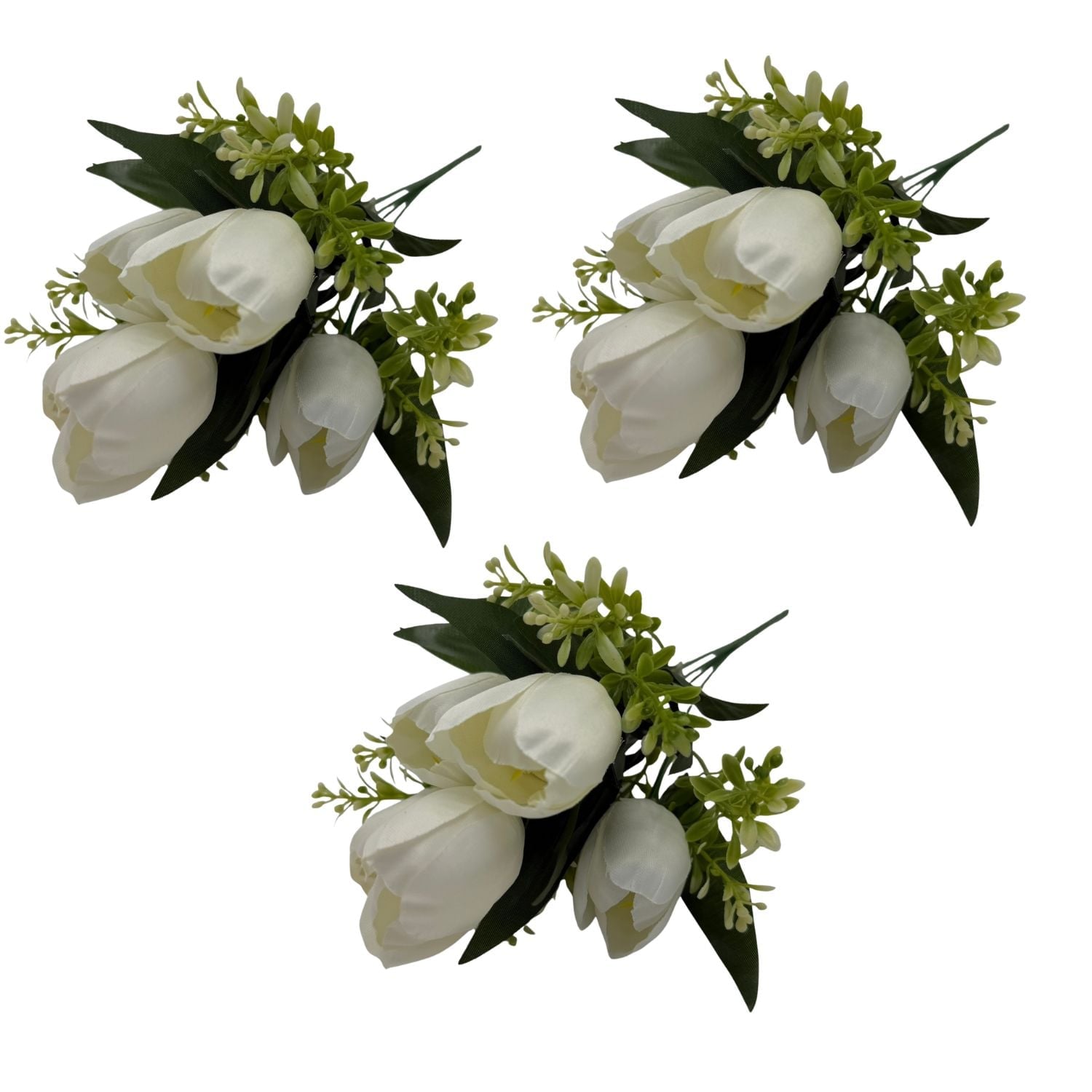 PACK DE 3 BOUQUETS ARTIFICIALES DE 5 TULIPANES DE 41CM BG305154-BL FLORESIPASTORE - 1