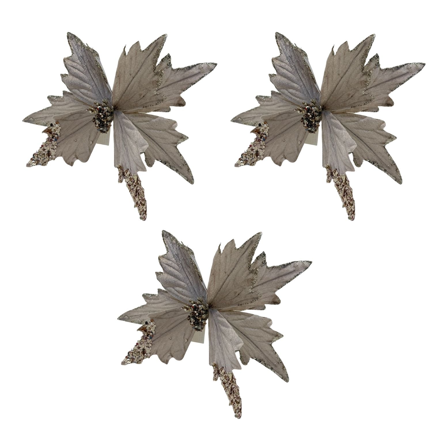 PACK DE 3 FLORES ARTIFICIALES DE CARDENAL CHAMPAGNE NAVIDEÑO DE 40CM FN221 FLORESIPASTORE - 1