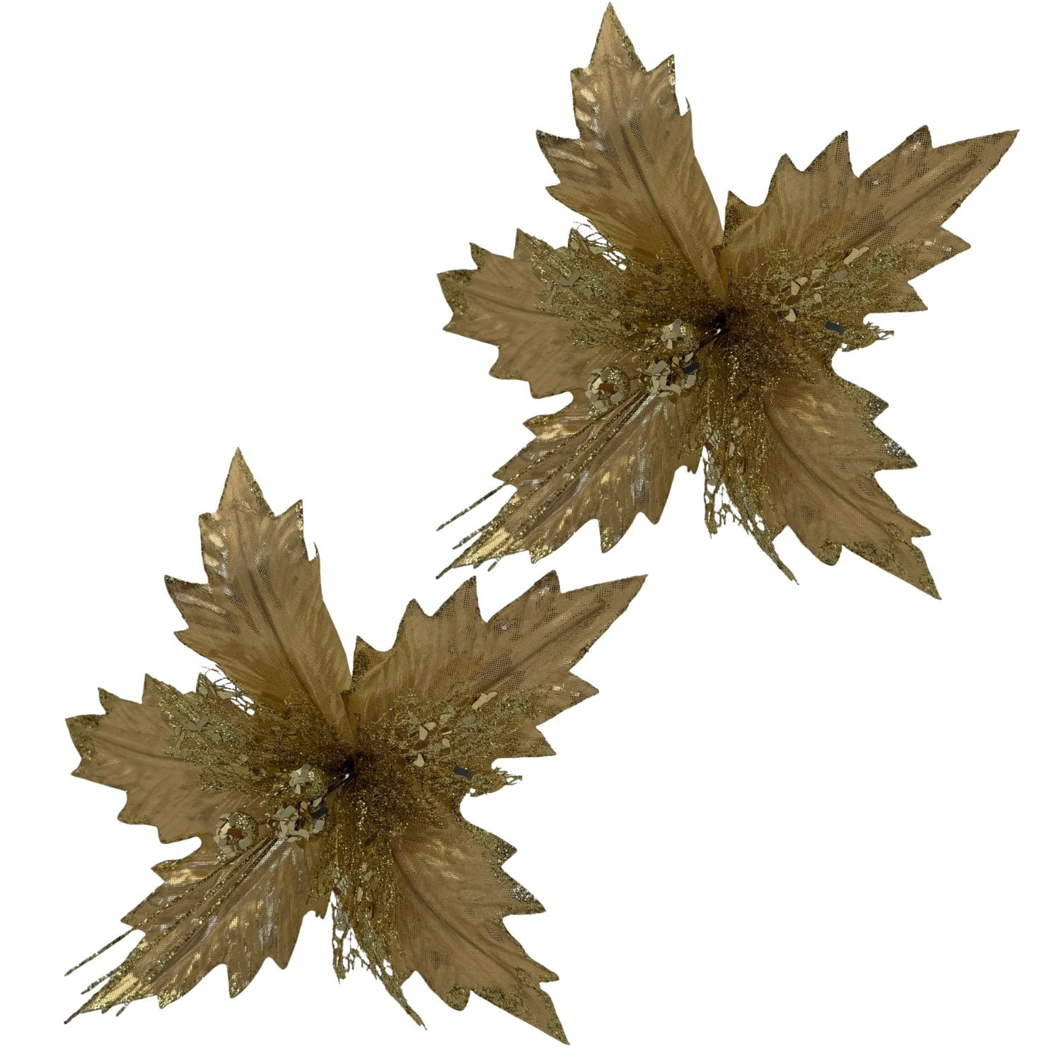 PACK DE 2 FLORES ARTIFICIALES DE CARDENAL DORADO NAVIDEÑO DE 30CM FN210 FLORESIPASTORE - 1