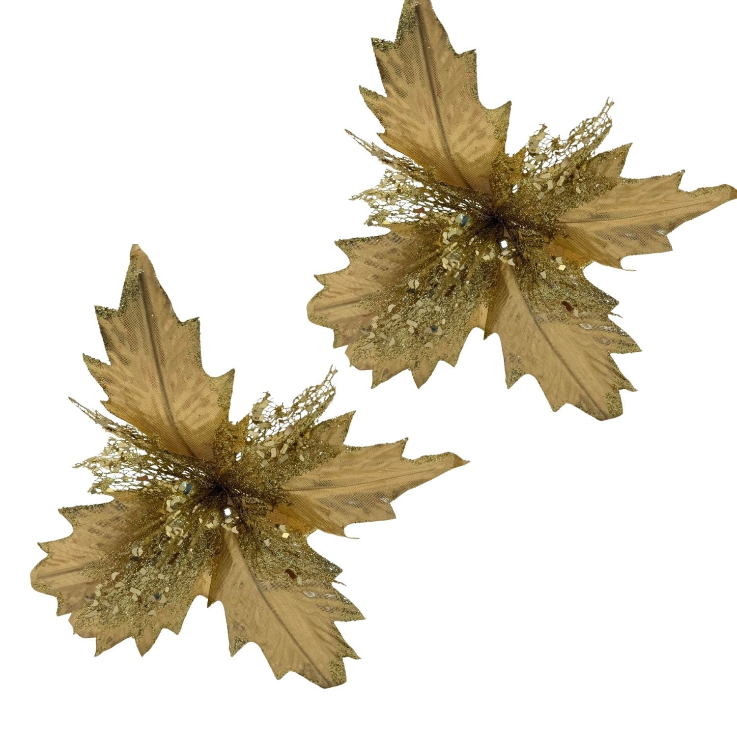 PACK DE 2 FLORES ARTIFICIALES DE CARDENAL DORADO NAVIDEÑO DE 40CM FN223 FLORESIPASTORE - 1