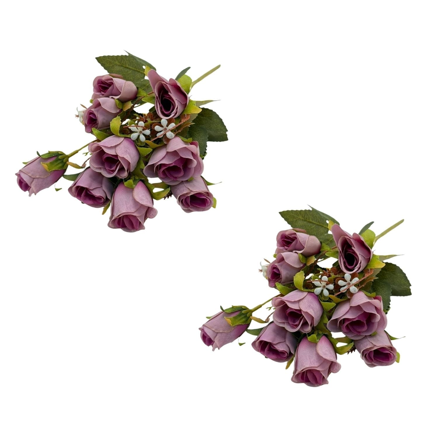 PACK DE 2 BOUQUETS ARTIFICIALES DE 5 ROSAS MORADAS DE 28CM XS260011-4 FLORESIPASTORE - 1