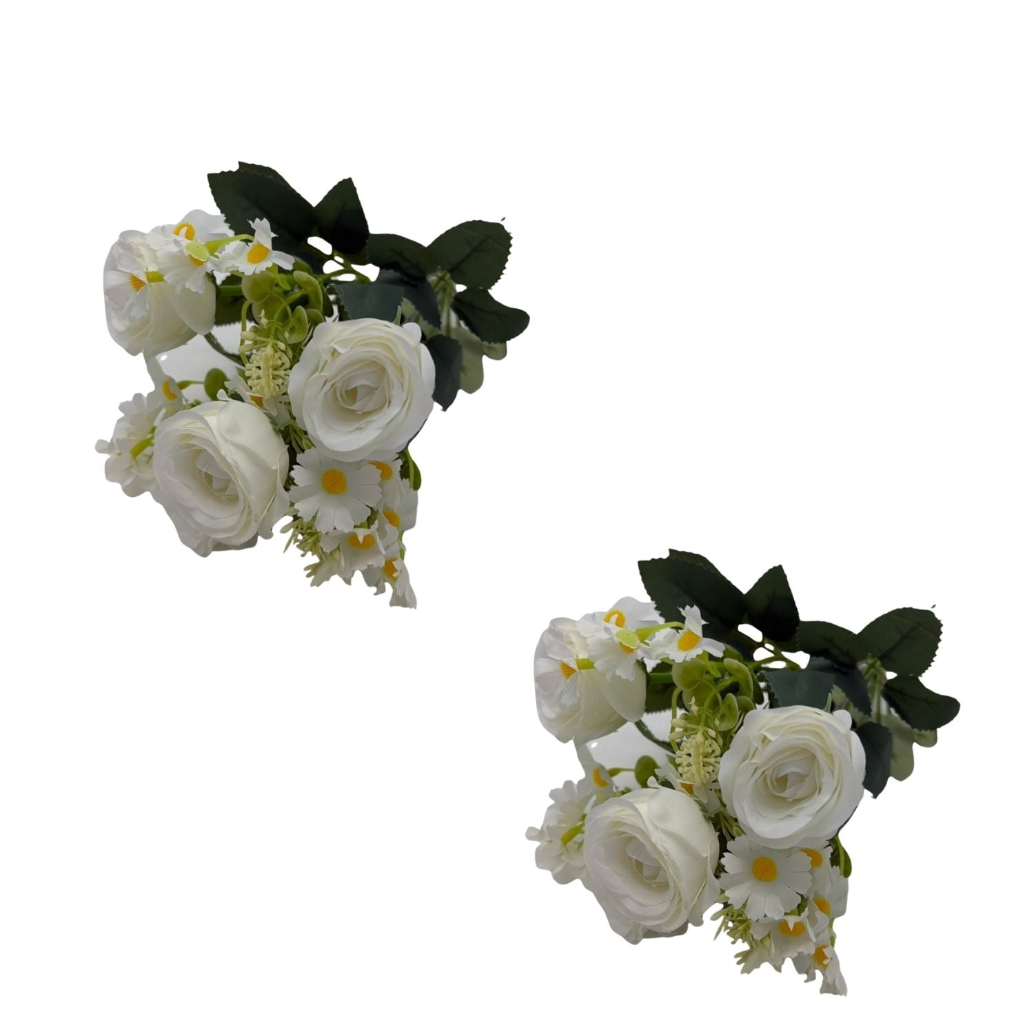 PACK DE 2 BOUQUETS ARTIFICIALES DE 7 ROSAS BLANCAS DE 30CM XS260007-2 FLORESIPASTORE - 1
