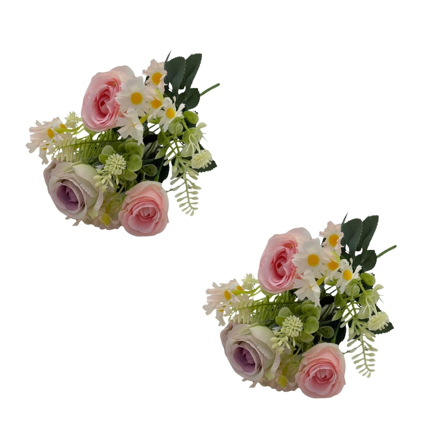 PACK DE 2 BOUQUETS ARTIFICIALES DE 7 ROSAS MORADAS DE 30CM XS260007-6 FLORESIPASTORE - 1
