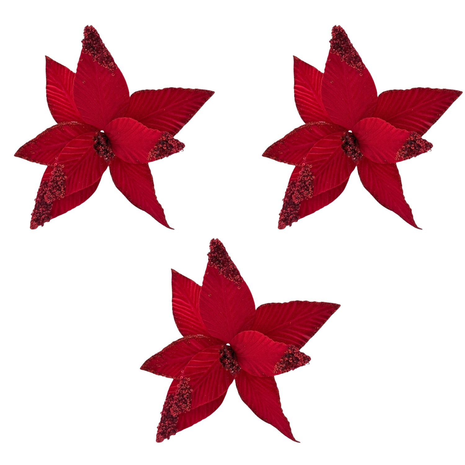 PACK DE 3 FLORES ARTIFICIALES DE CARDENAL ROJO NAVIDEÑO DE 30CM FN202 FLORESIPASTORE - 1