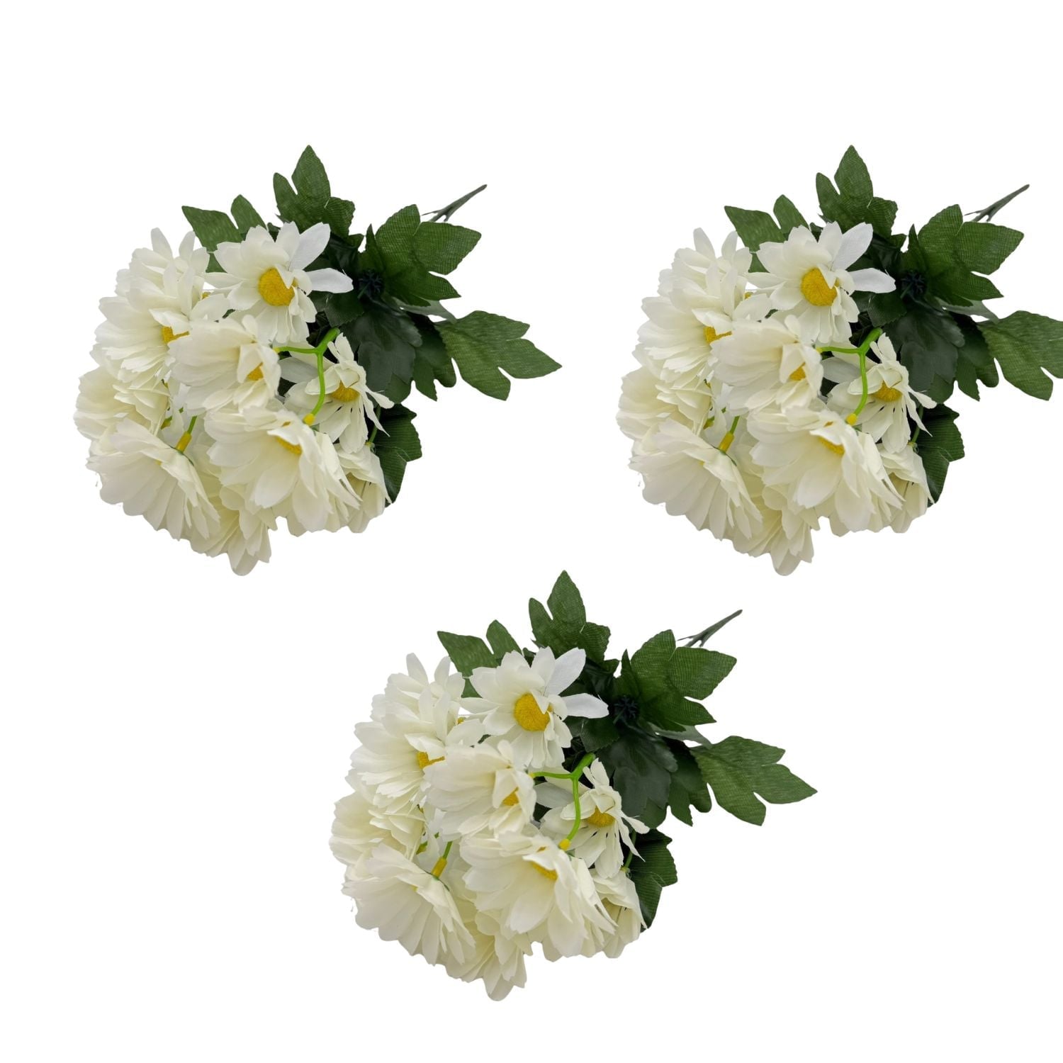 PACK DE 3 BOUQUETS ARTIFICIALES DE 7 MARGARITAS BLANCAS DE 38CM BG507102 FLORESIPASTORE - 1