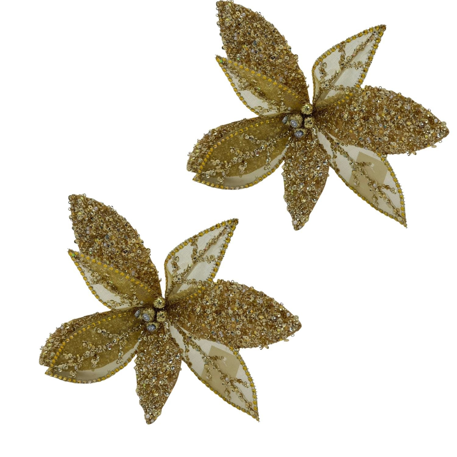 PACK DE 2 FLORES ARTIFICIALES DE CARDENAL DORADO NAVIDEÑO DE 40CM FN215 FLORESIPASTORE - 1