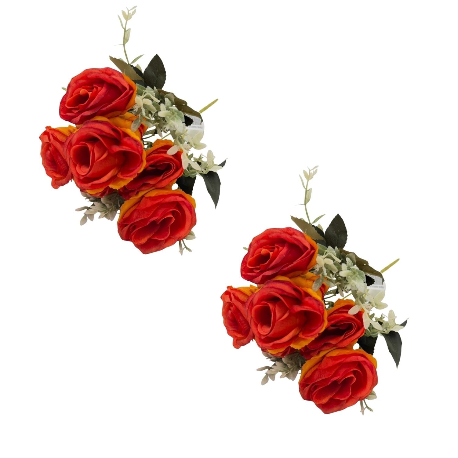 PACK DE 2 BOUQUETS ARTIFICIALES DE 7 ROSAS NARANJAS DE 32CM XS260010-20 FLORESIPASTORE - 1