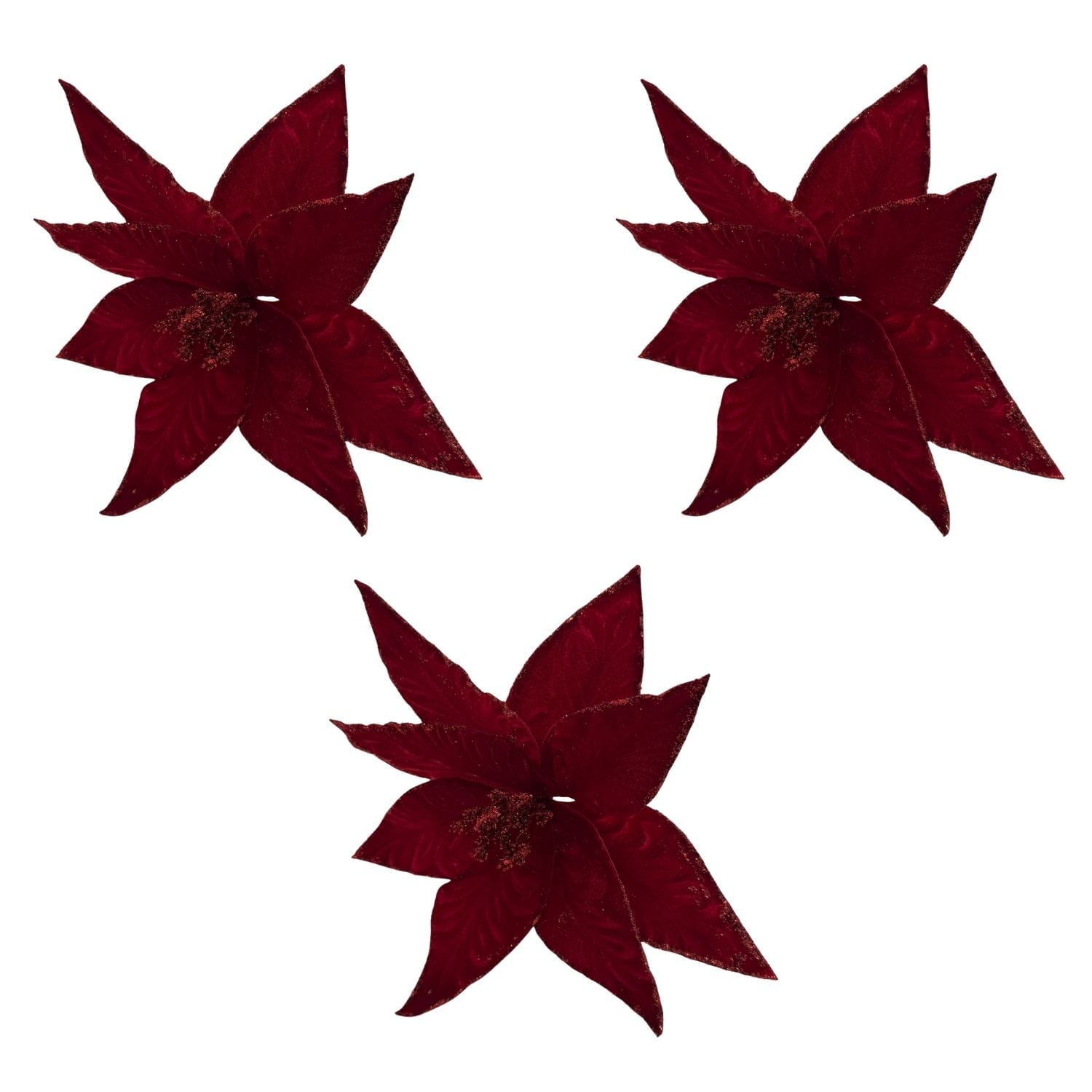 PACK DE 3 FLORES ARTIFICIALES DE CARDENAL ROJO NAVIDEÑO DE 30CM FN203 FLORESIPASTORE - 1