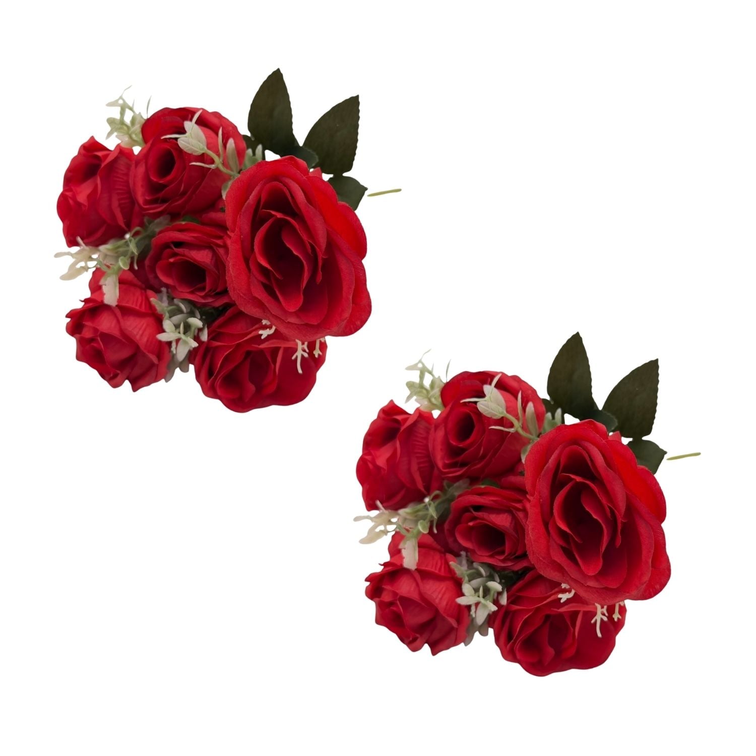 PACK DE 2 BOUQUETS ARTIFICIALES DE 7 ROSAS ROJAS DE 32CM XS260010-15 FLORESIPASTORE - 1