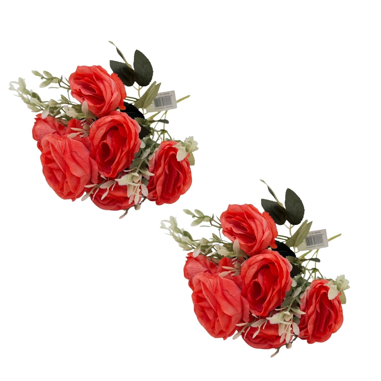PACK DE 2 BOUQUETS ARTIFICIALES DE 7 ROSAS NARANJAS DE 32CM XS260010-2 FLORESIPASTORE - 1