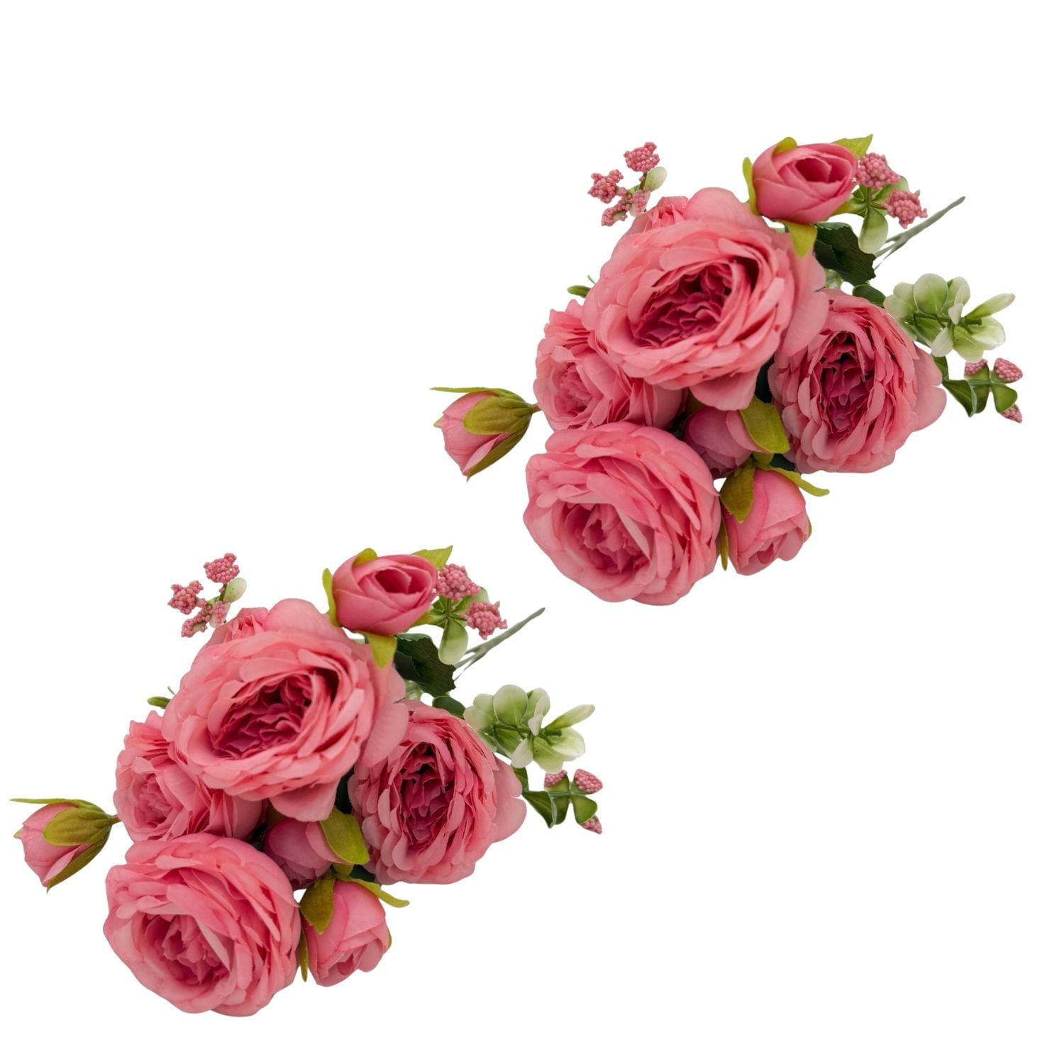 PACK DE 2 BOUQUETS ARTIFICIALES DE 5 ROSAS ROSADAS DE 26CM XS260009-6 FLORESIPASTORE - 1