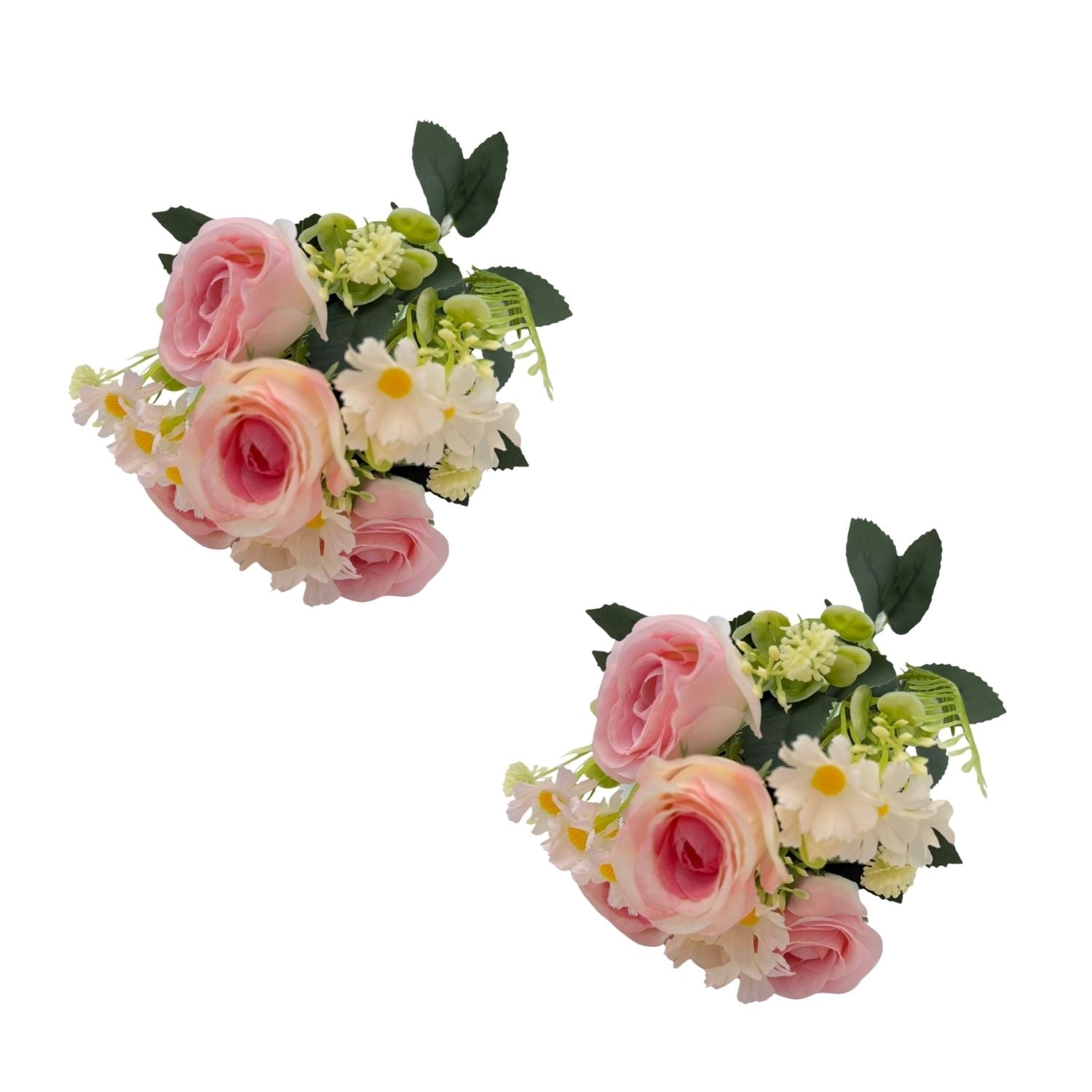 PACK DE 2 BOUQUETS ARTIFICIALES DE 7 ROSAS PINK DE 30CM XS260007-3 FLORESIPASTORE - 1