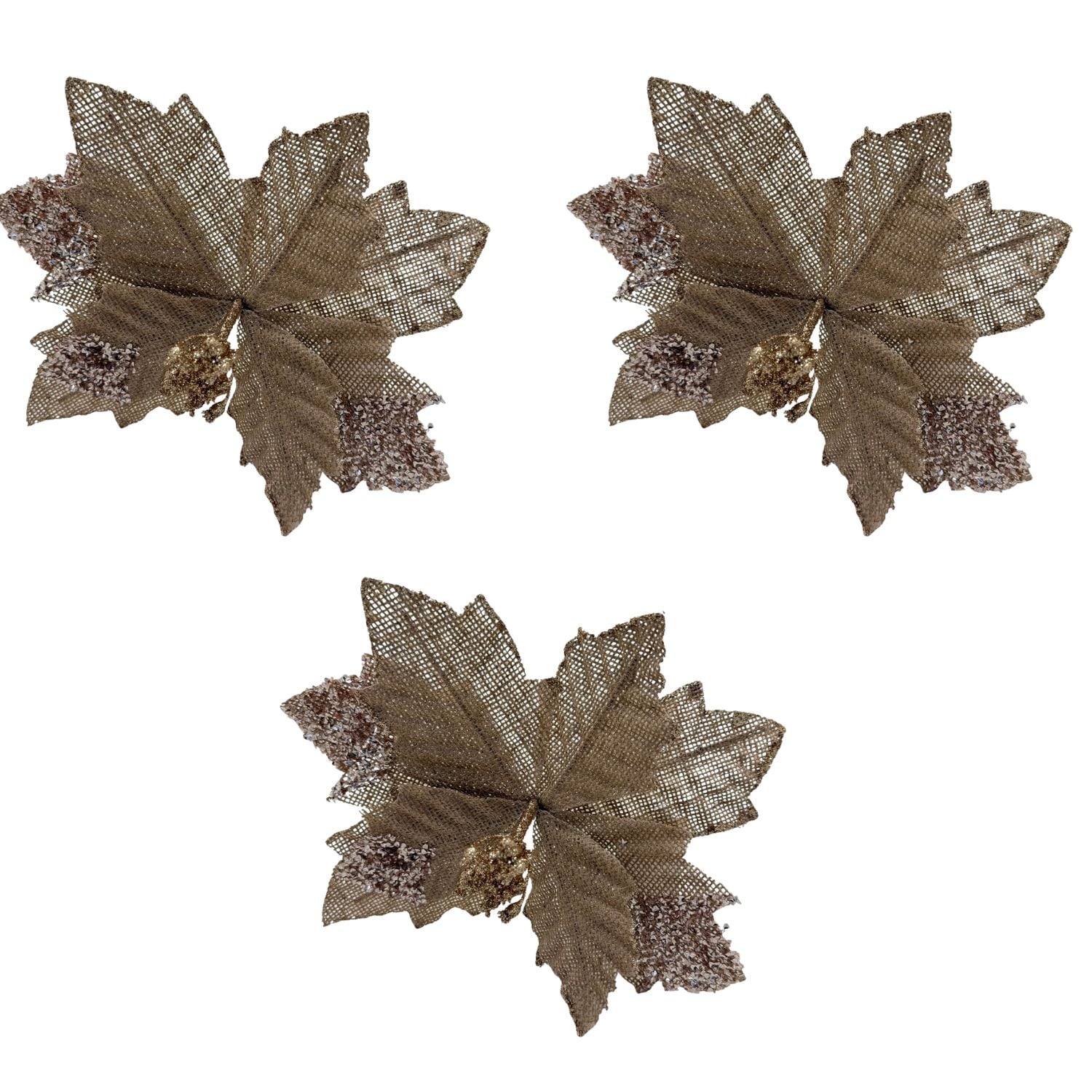 PACK DE 3 FLORES ARTIFICIALES DE CARDENAL NAVIDEÑO DE 30CM FN201 FLORESIPASTORE - 1