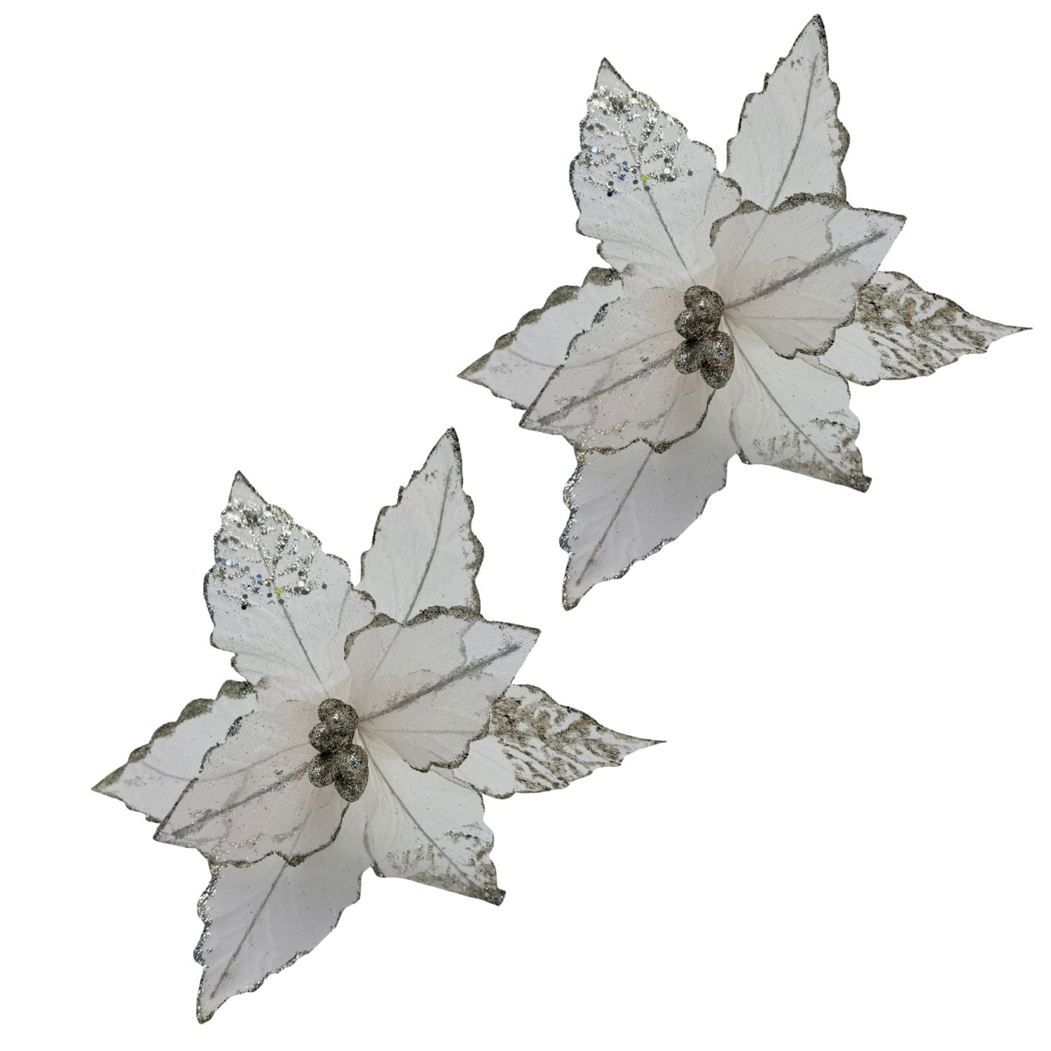 PACK DE 2 FLORES ARTIFICIALES DE CARDENAL BLANCO NAVIDEÑO DE 30CM FN218 FLORESIPASTORE - 1