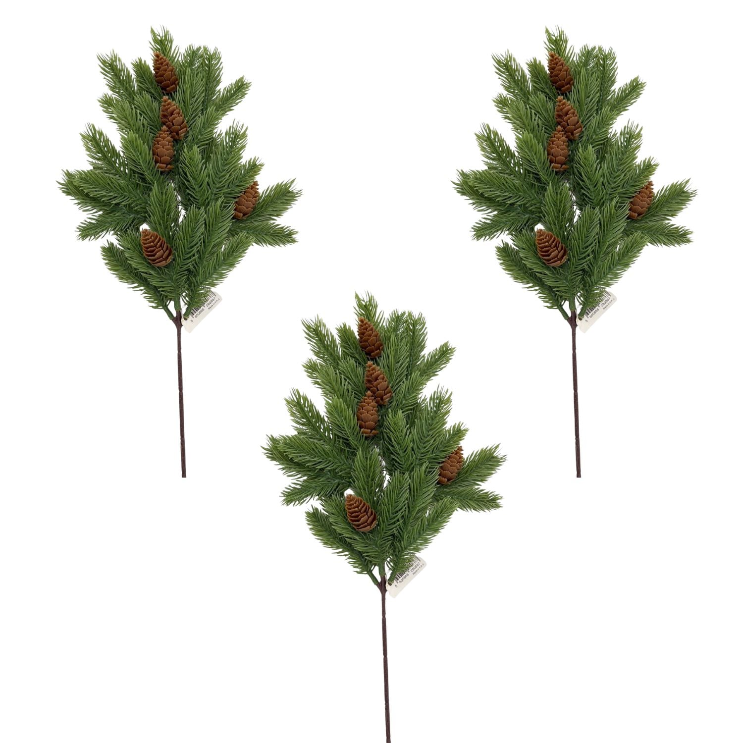 PACK DE 3 VARAS ARTIFICIALES DE FOLLAJE NAVIDEÑO DE 48CM 8088 FLORESIPASTORE - 1