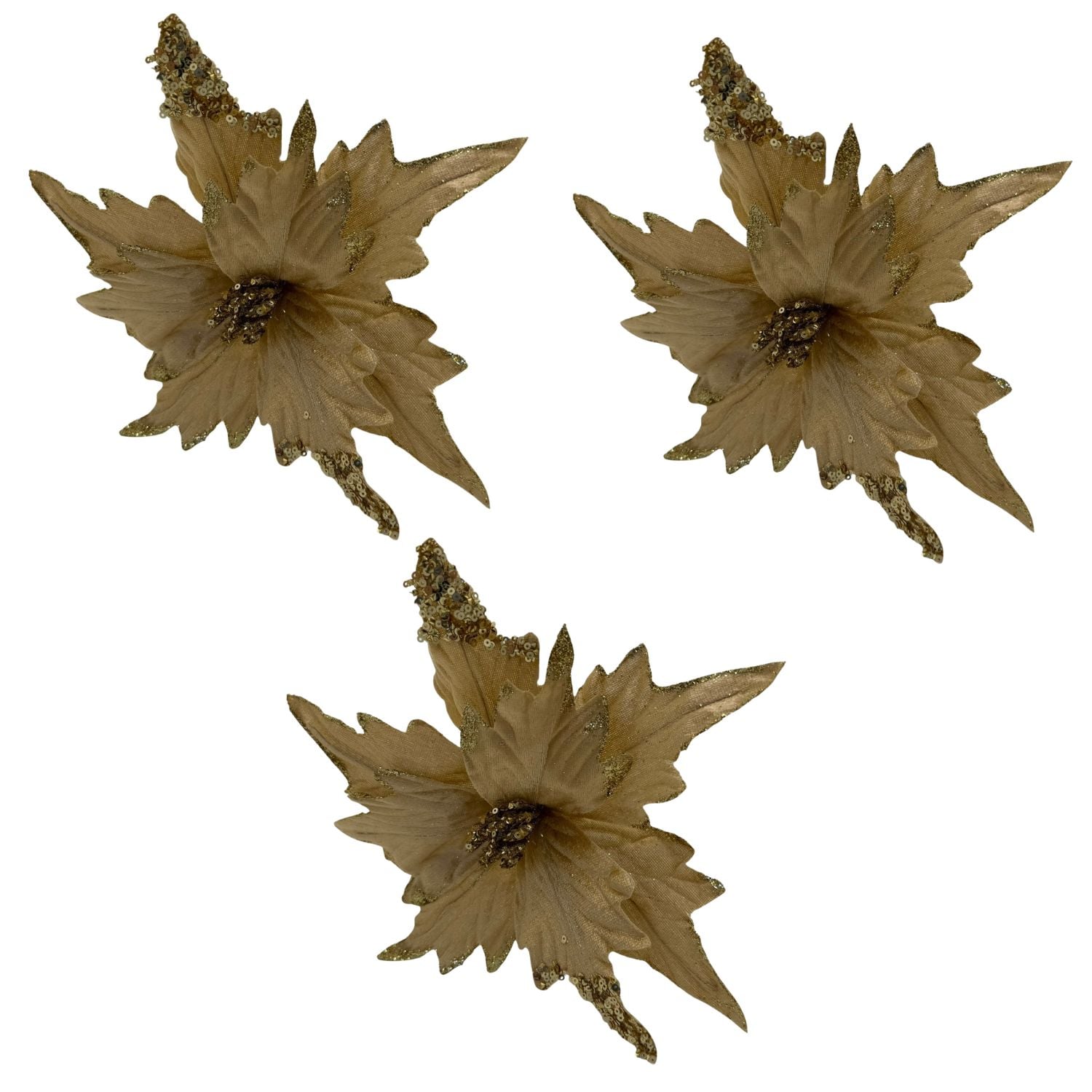 PACK DE 3 FLORES ARTIFICIALES DE CARDENAL DORADO NAVIDEÑO DE 40CM FN222 FLORESIPASTORE - 1