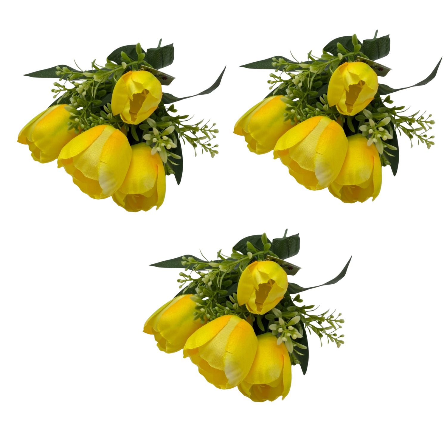 PACK DE 3 BOUQUETS ARTIFICIALES DE 5 TULIPANES DE 41CM BG305154-AM FLORESIPASTORE - 1