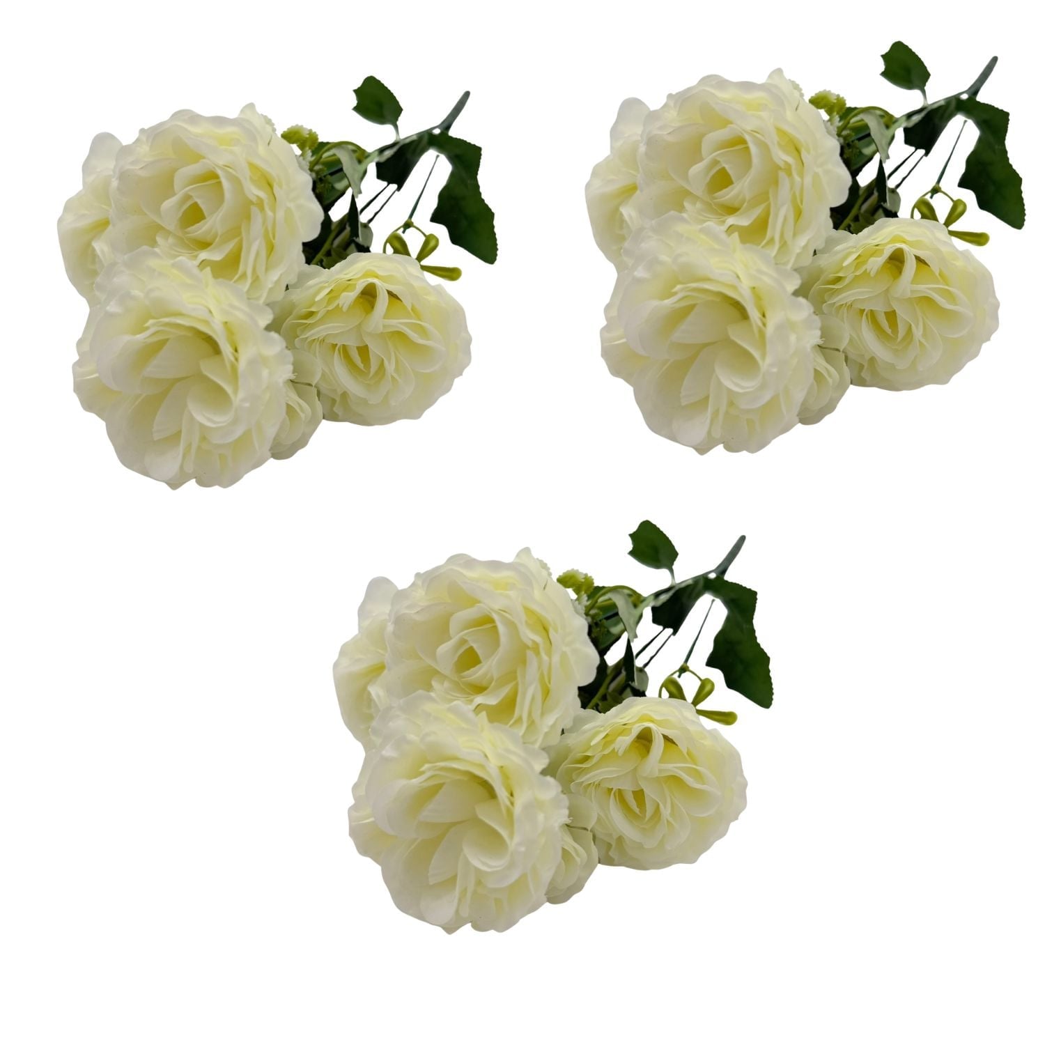 PACK DE 3 BOUQUETS ARTIFICIALES DE 5 ROSAS DE 38CM BG305117V-BL FLORESIPASTORE - 1