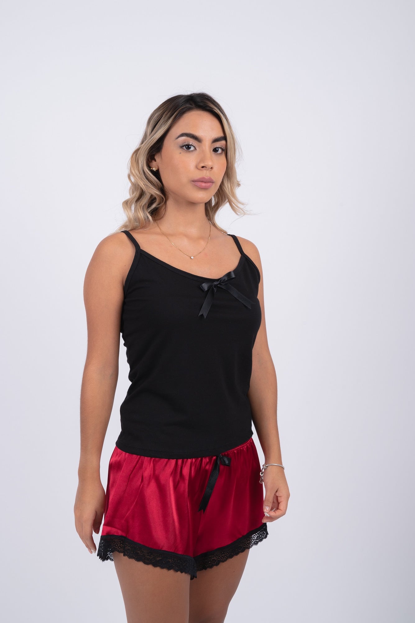 PIJAMA SHORT SEDA ALGODÓN MUJER PYT SATÍN - 1