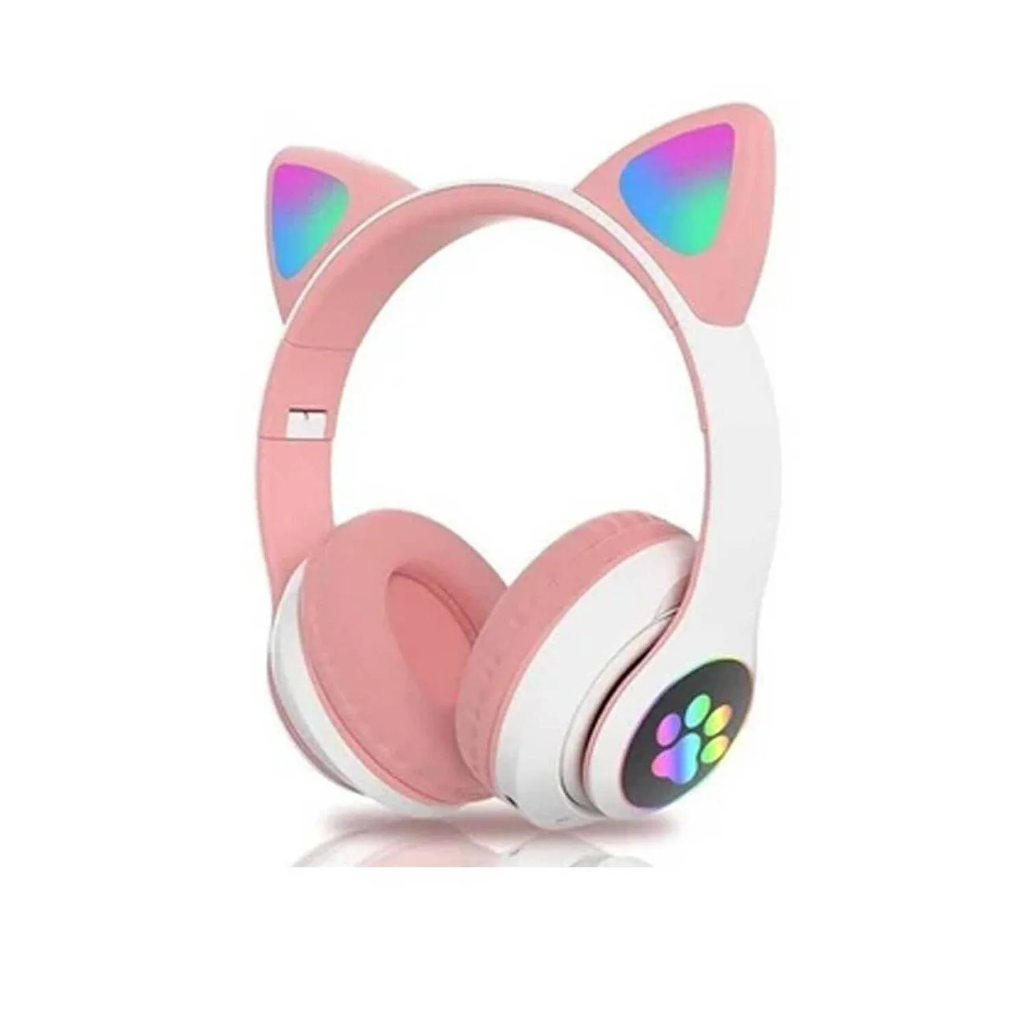 AUDÍFONOS STN-28BR BLUETOOTH GATO CON LUZ LED COLOR ROSADO - 3