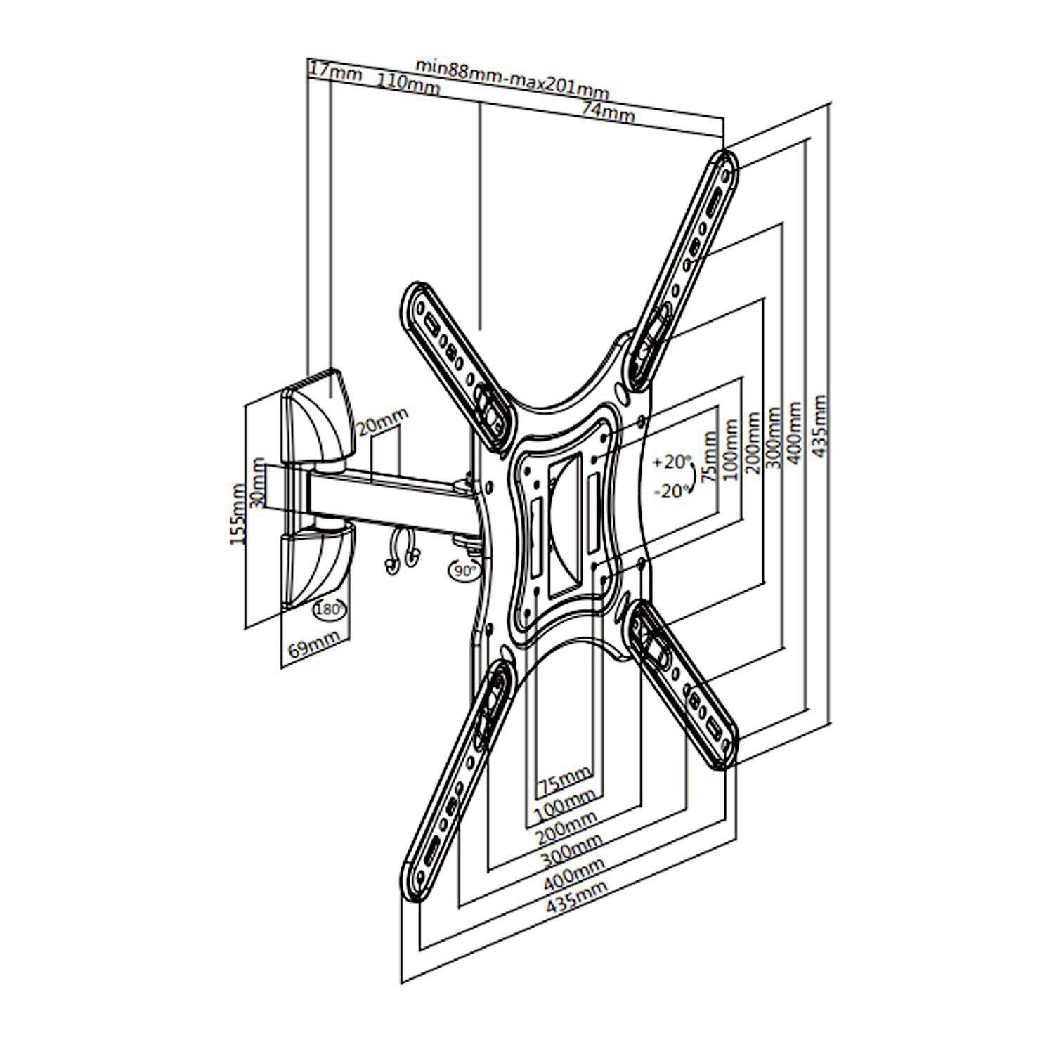 RACK MÓVIL JP2355-01 23'-55' UN BRAZO PARA TV - 4