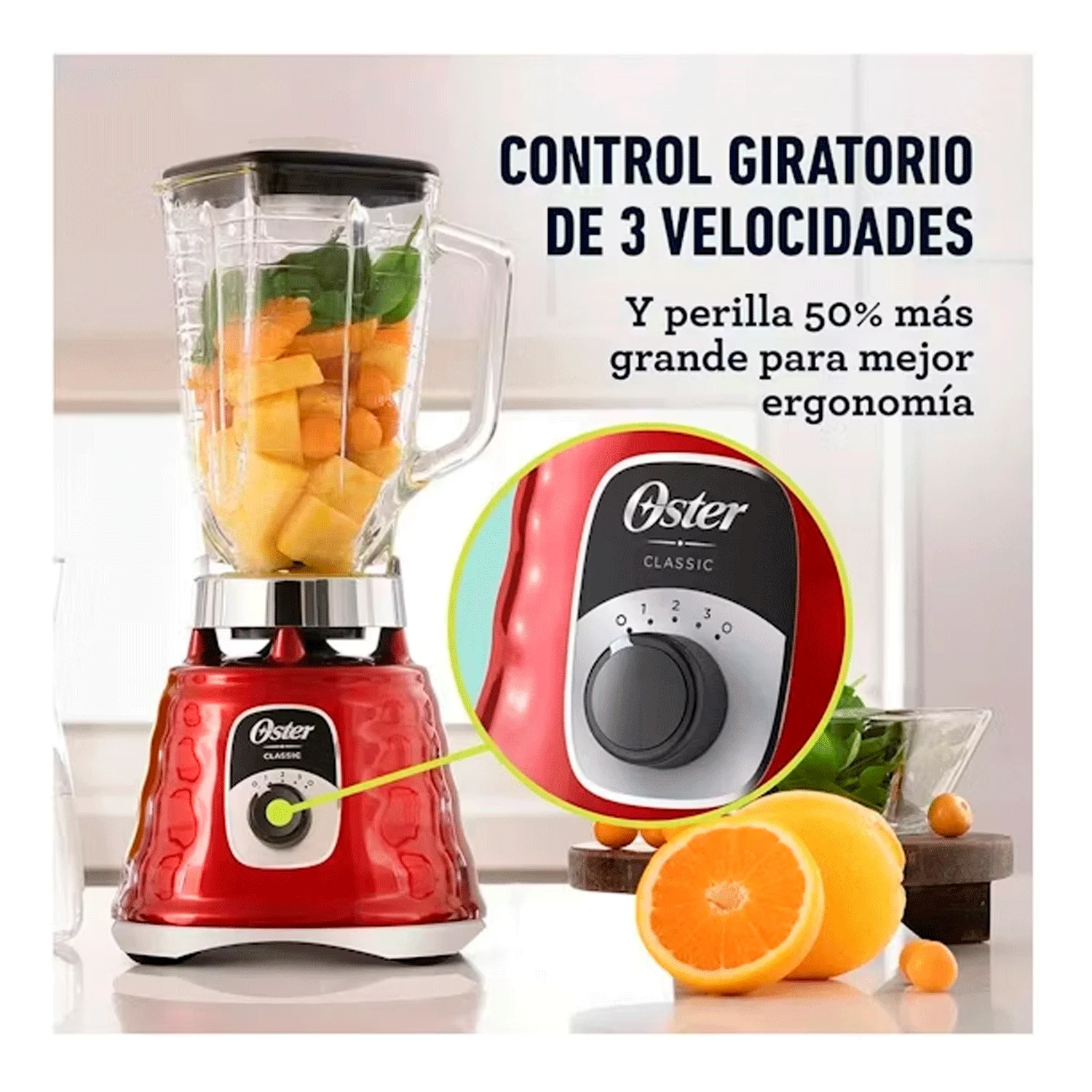 LICUADORA OSTER CLASICA 3V BLST4126R 700W -ROJO - 4