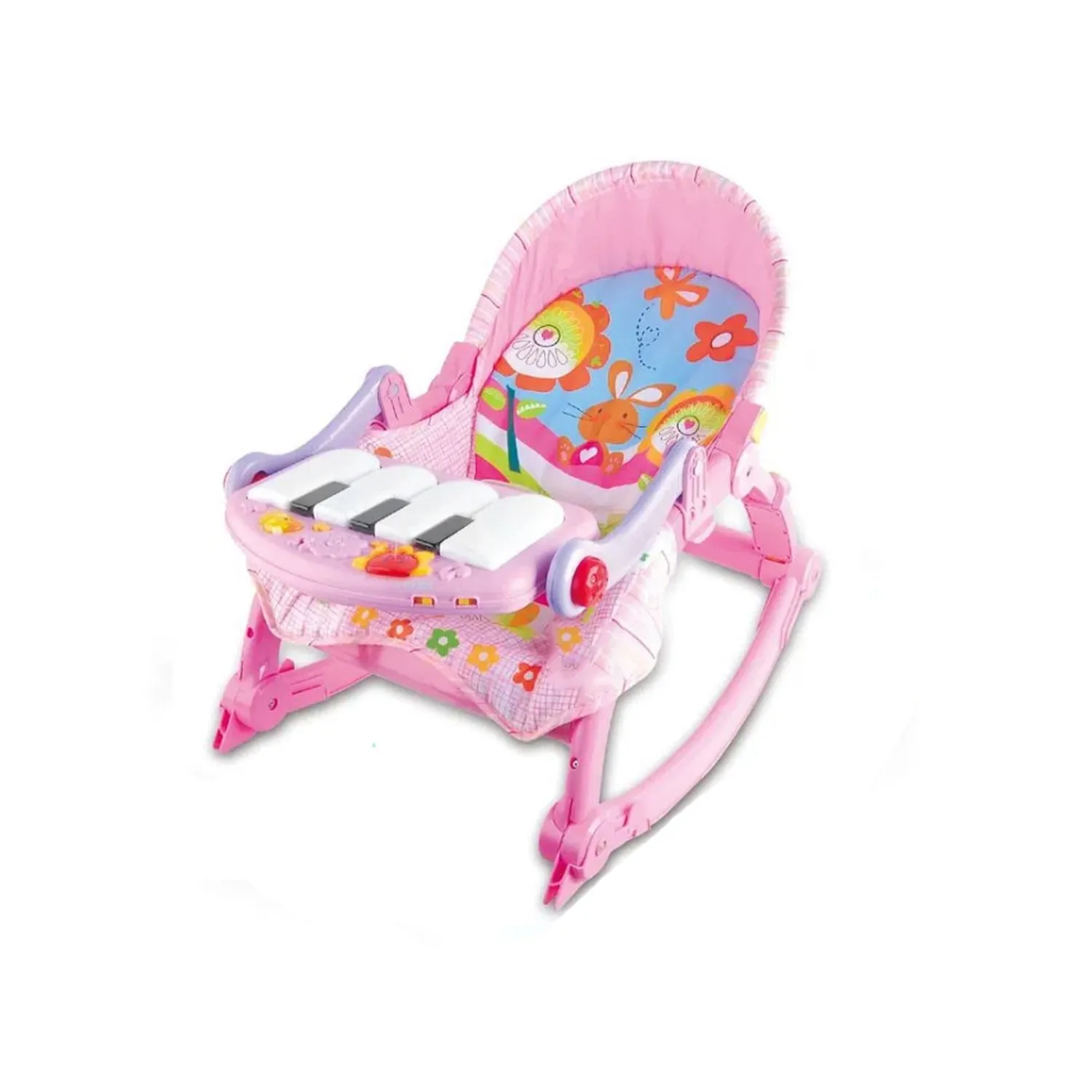 SILLA MECEDORA CON PIANO MUSICAL Y LUCES 3 EN 1 ROSADO - 2