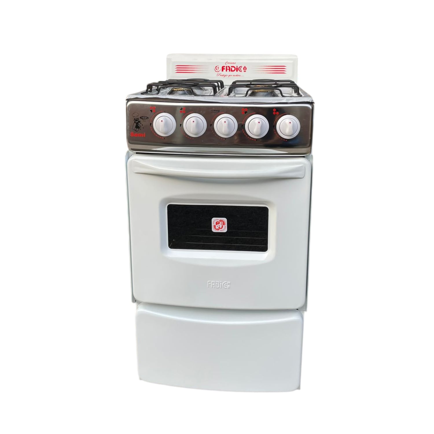 COCINA A GAS GLP FADICC 4H CON RESPALDAR Y HORNO SAMI BLANCO - 3