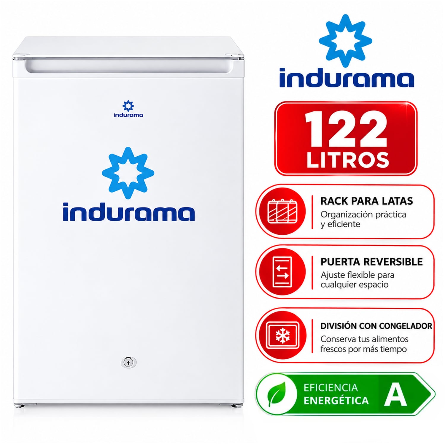 FRIGOBAR INDURAMA RI-159BL 122L BLANCO - 1